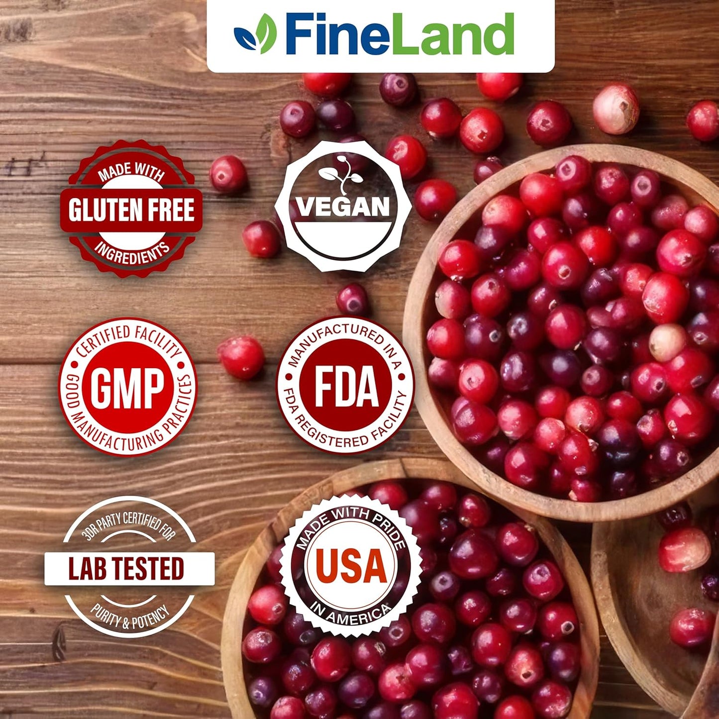 Max Strength 30,000 mg Cranberry Extract Capsules - 100 Veggie Caps, 3 Months Supply - 100% Vegan & All-Natural - FineLand