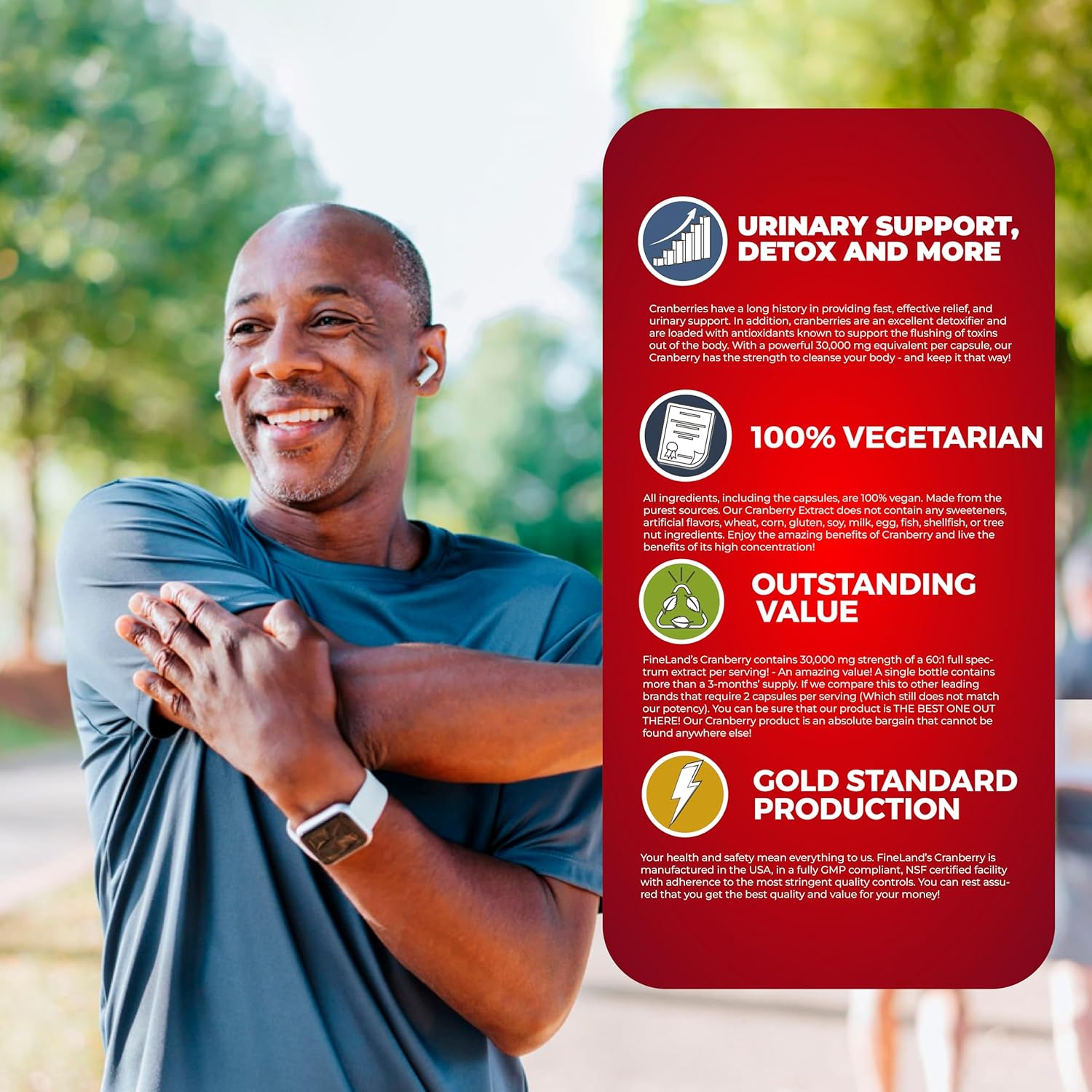 Max Strength 30,000 mg Cranberry Extract Capsules - 100 Veggie Caps, 3 Months Supply - 100% Vegan & All-Natural - FineLand