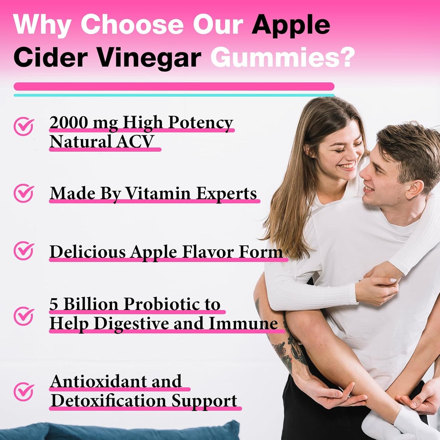 Max Strength Apple Cider Vinegar Gummies with Green Tea, B6, B12 & Probiotics - 2000mg ACV Gummies for Metabolism, Digestion, Detox - 720 Gummies