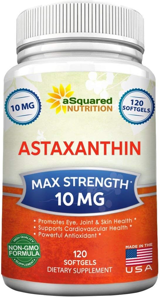Max Strength Astaxanthin Supplement - 10mg Natural Pills for Pure Energy - 120 Softgels from Haematococcus Pluvialis