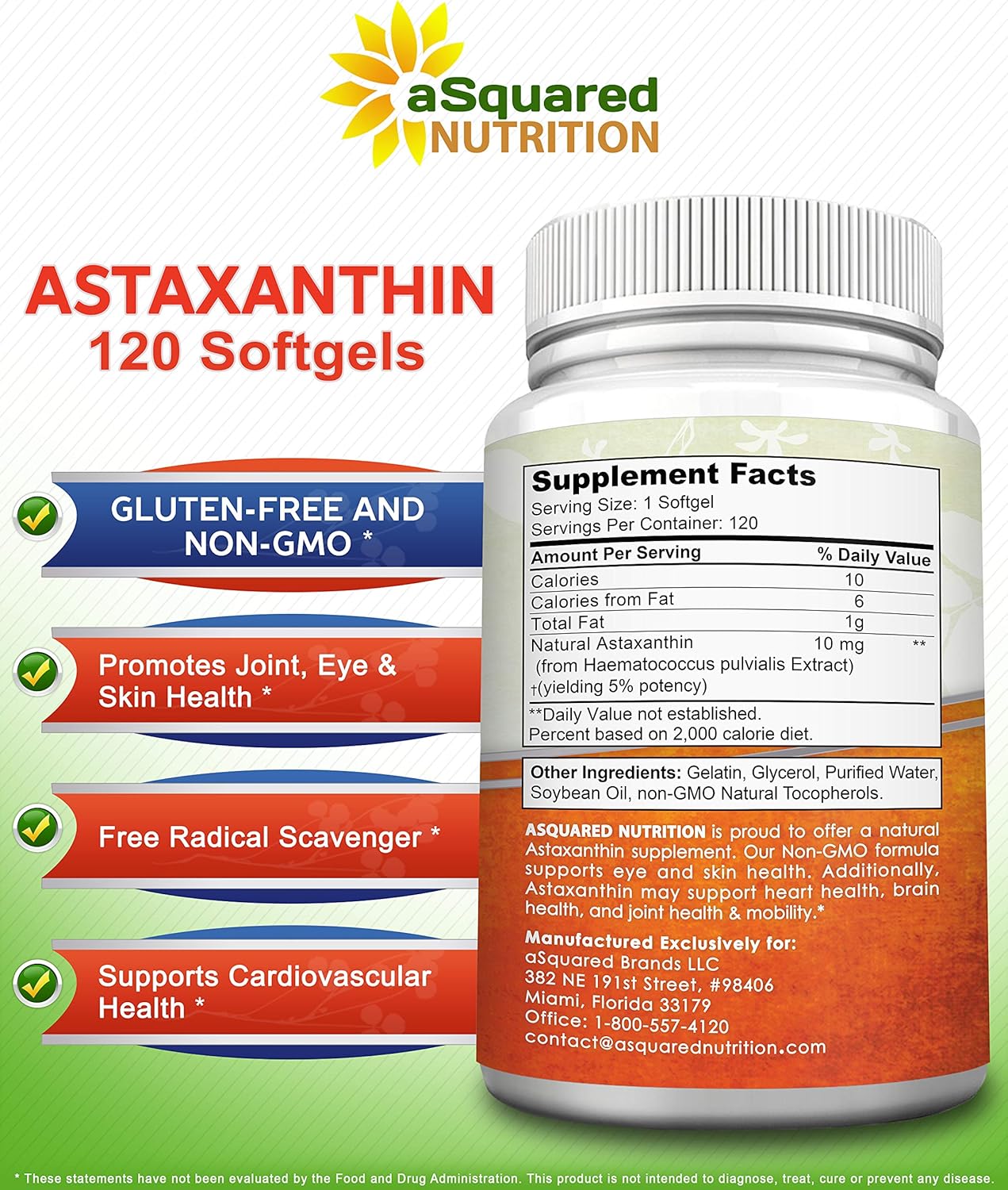 Max Strength Astaxanthin Supplement - 10mg Natural Pills for Pure Energy - 120 Softgels from Haematococcus Pluvialis