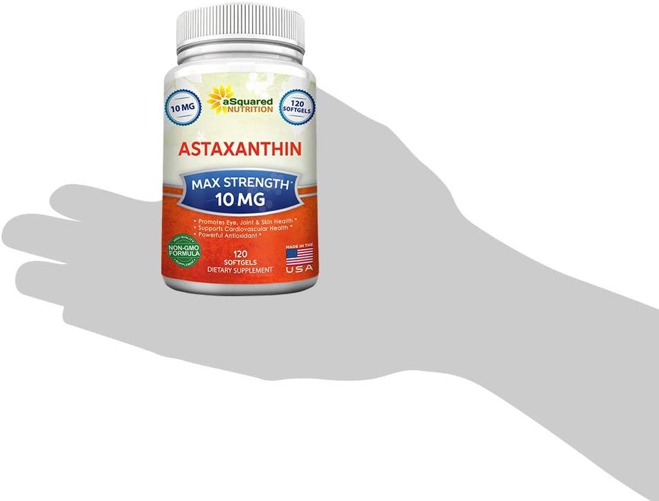 Max Strength Astaxanthin Supplement - 10mg Natural Pills for Pure Energy - 120 Softgels from Haematococcus Pluvialis