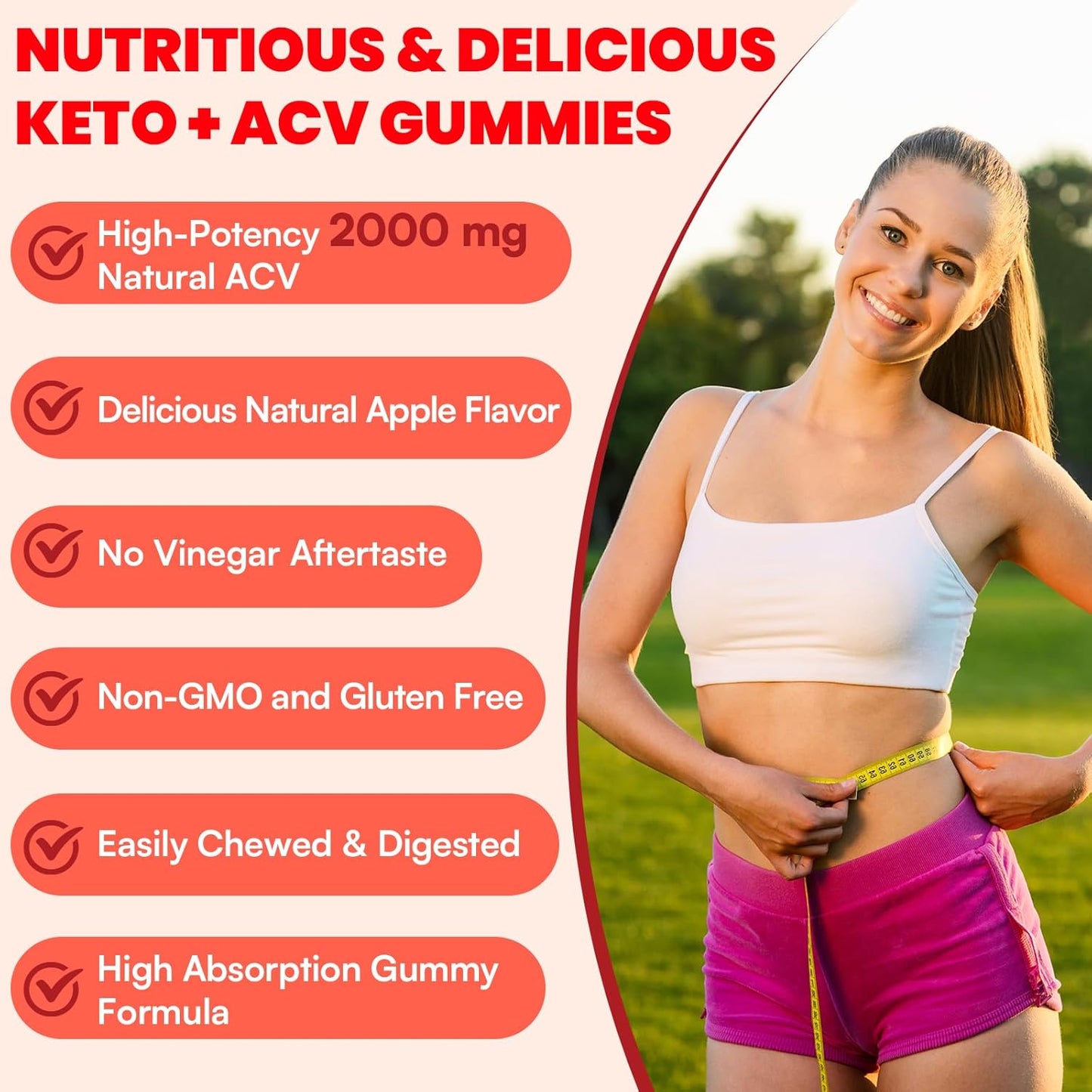 Max Strength Keto Apple Cider Vinegar Gummies with Green Tea, Probiotics, B12 & B6 - Vegan, Non-GMO, Keto Support - 10 Packs