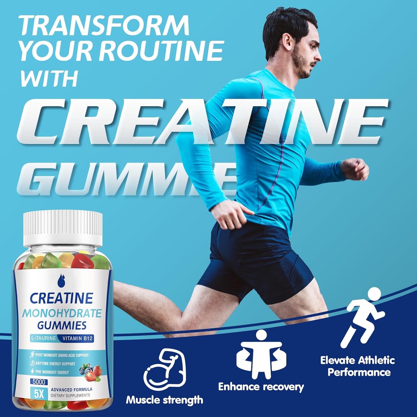 MaxHemp Sugar-Free Vegan Creatine Monohydrate Gummies - 5g per Serving