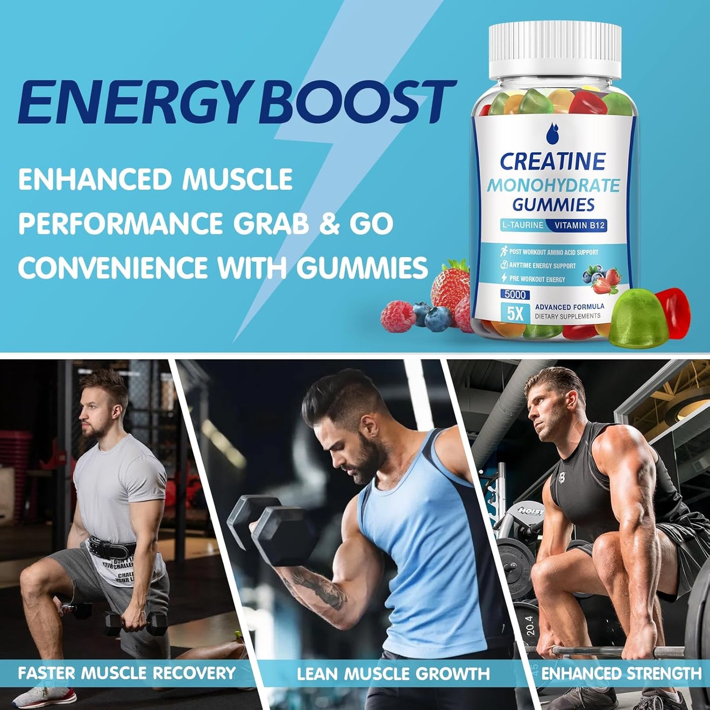 MaxHemp Sugar-Free Vegan Creatine Monohydrate Gummies - 5g per Serving