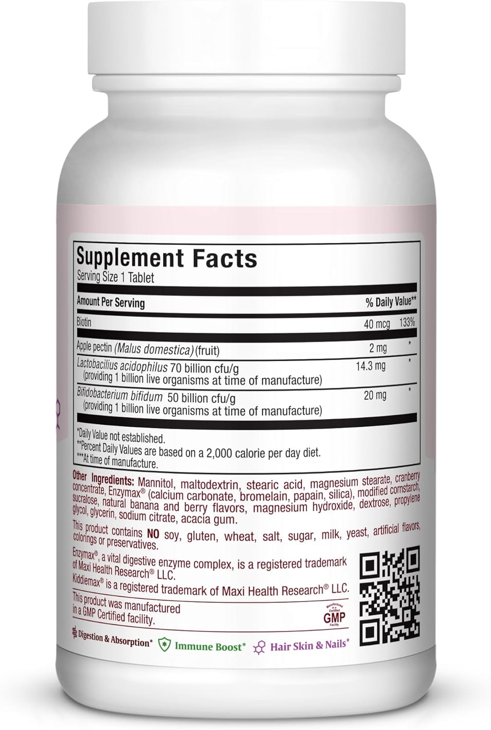 Maxi Health Acidophilus Probiotics Chewies - Tropical Flavor - 50 Kosher Chewable Supplements