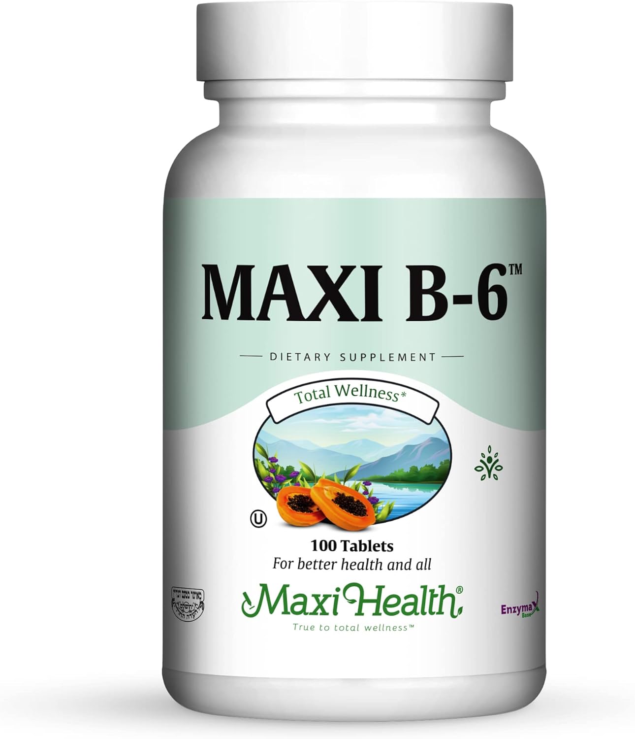 Maxi Health B-6 100 mg Vitamin B6 Tablets for Cardiovascular Health - Kosher (100 Count)