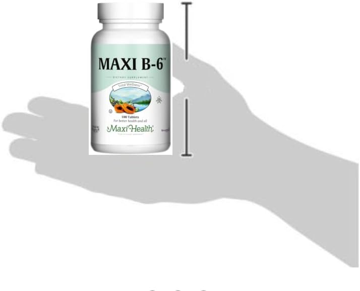 Maxi Health B-6 100mg Vitamin B6 Tablets for Cardiovascular Health - Kosher (100 Count, 2 Pack)