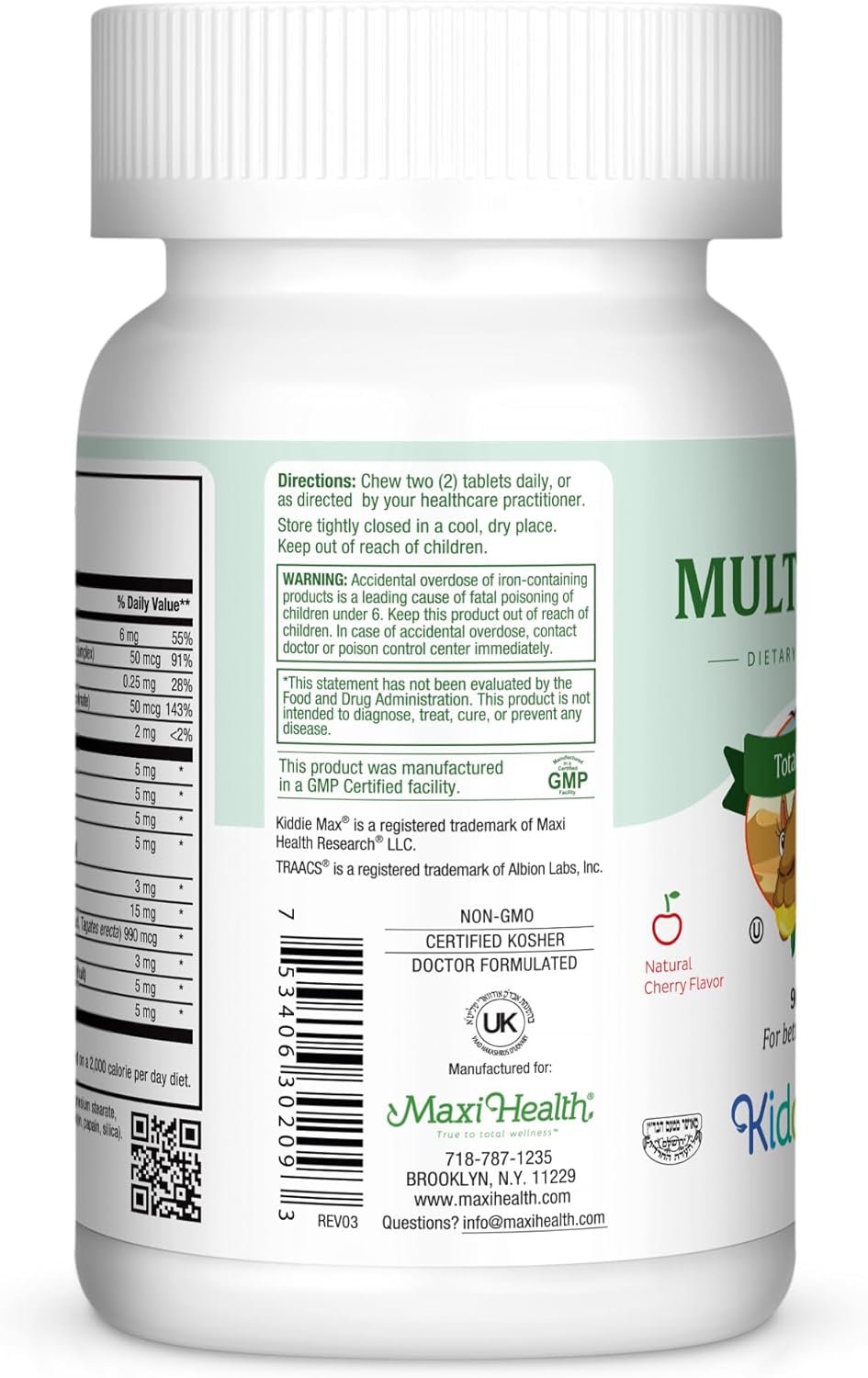 Maxi Health Chewable Multi YUMS - Assorted Flavors - 90 Chewies - Kosher - Multivitamins & Minerals