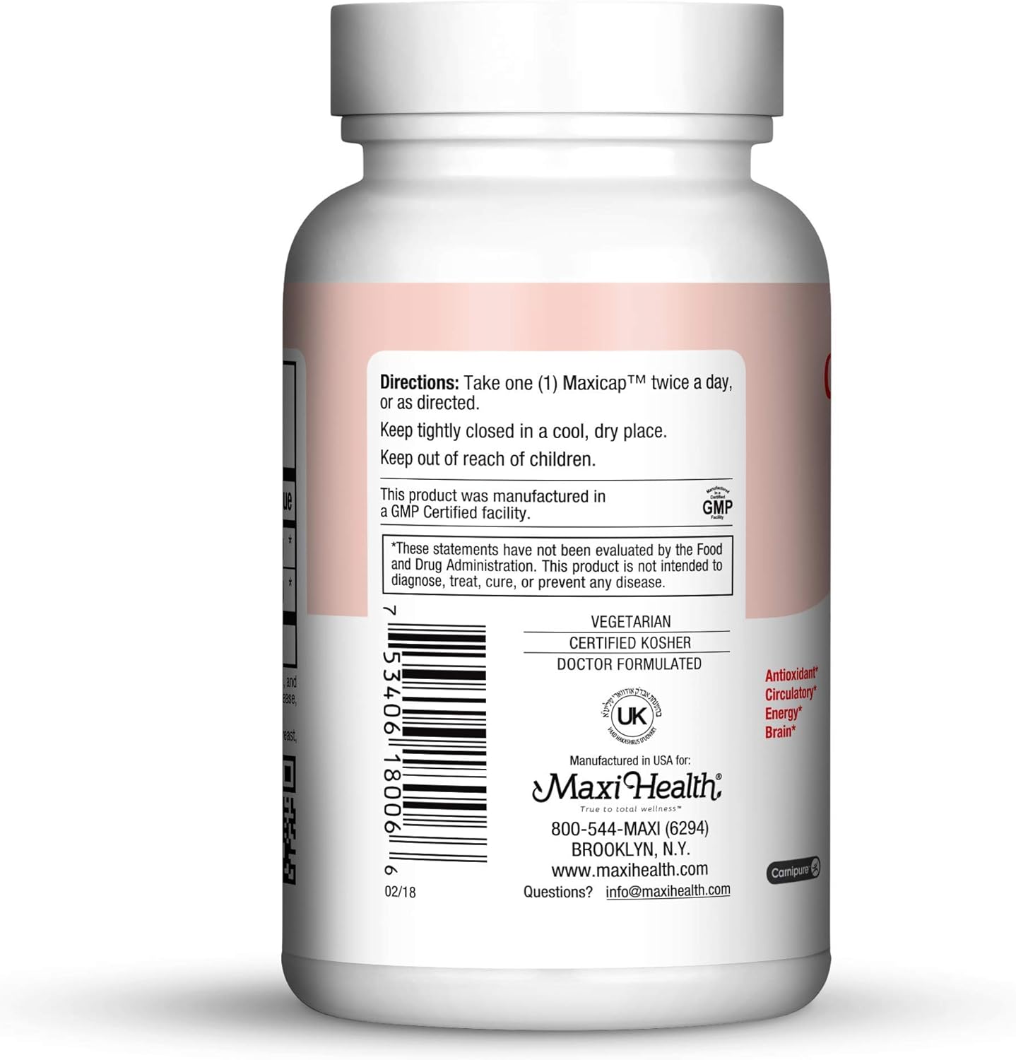 Maxi Health CoQ Carnitine Complex Capsules for Heart Health - Coenzyme Q10 & L-Carnitine Supplement - Kosher - 60 Count