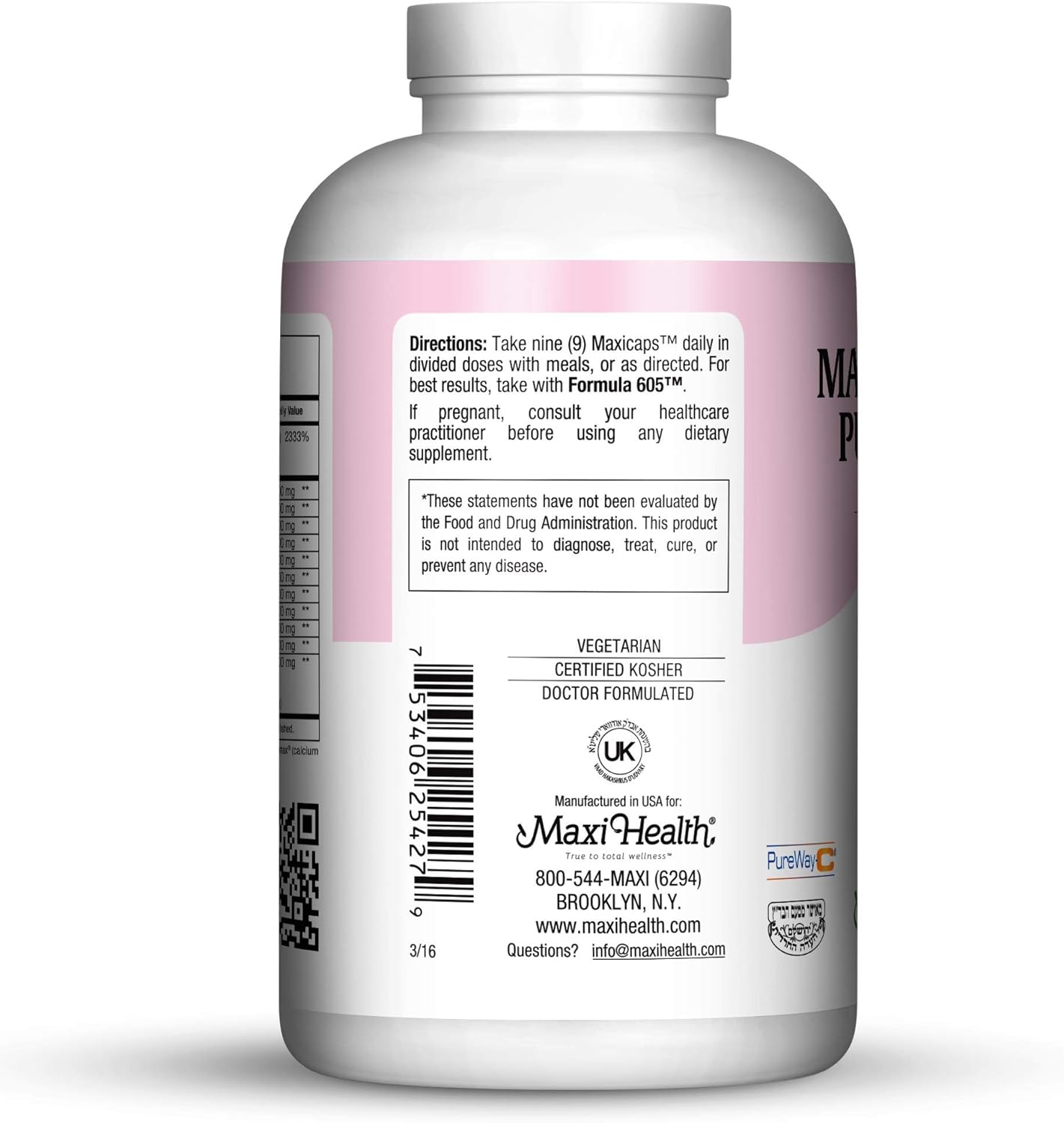 Maxi Health Lactation Support Capsules for Nursing Moms - 270 Count - Kosher Certified