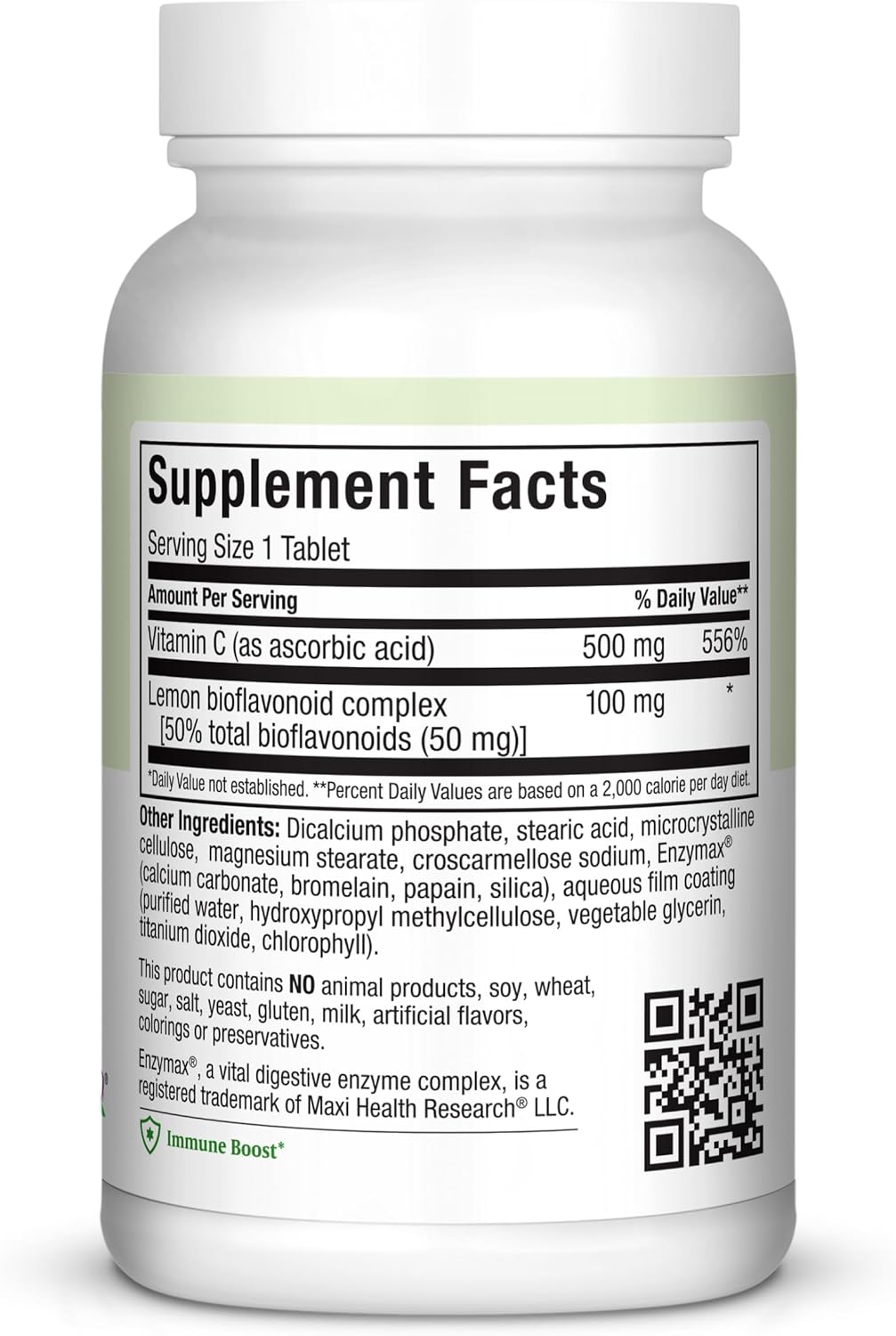 Maxi Health MAX C 500 mg - Vitamin C Tablets with Lemon Bioflavonoids Complex - 100 Count