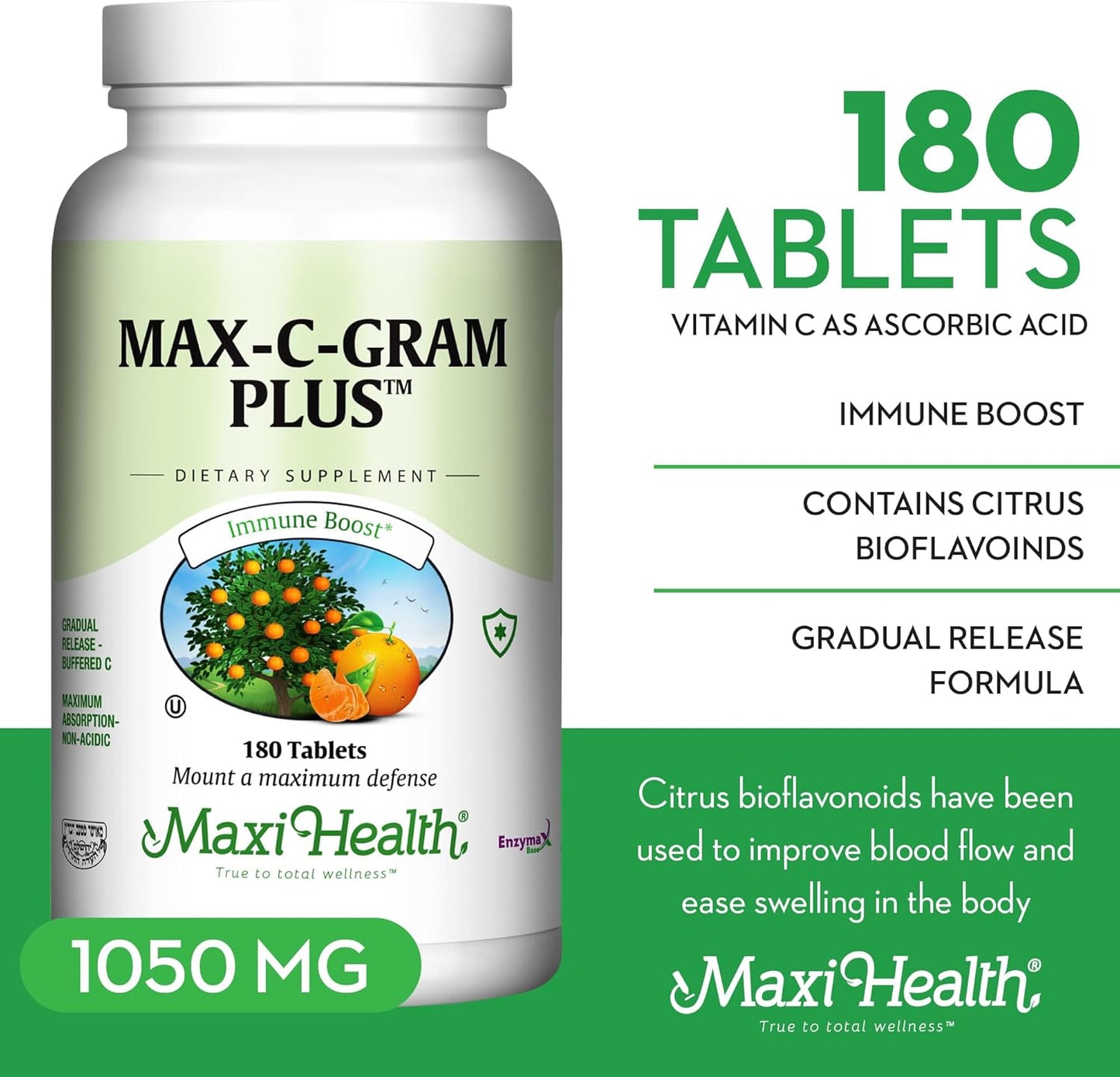 Maxi Health Max C Gram Plus - 90 Capsules for Immune Support and Overall Health Boost