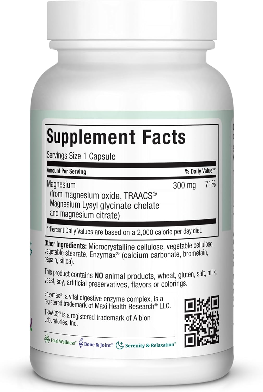 Maxi Health Maxi Kosher Magnesium Capsules for Energy Production and Bone & Nerve Support, 90 Count