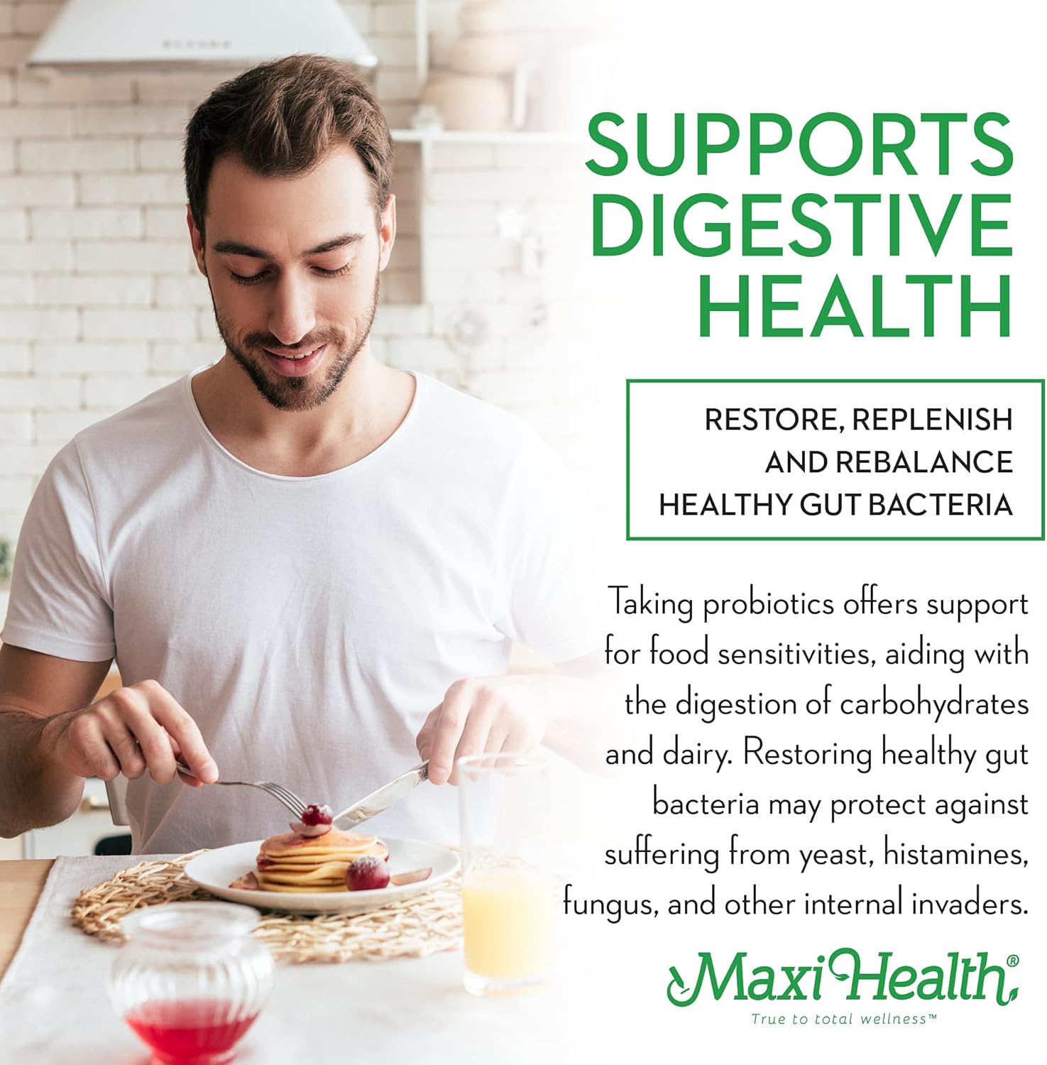 Maxi Health Probiotics: 15 Strains, 20 Billion CFU for Digestive Health - Daily Support for Men and Women - Lactobacillus Rhamnosus - 30 Capsules