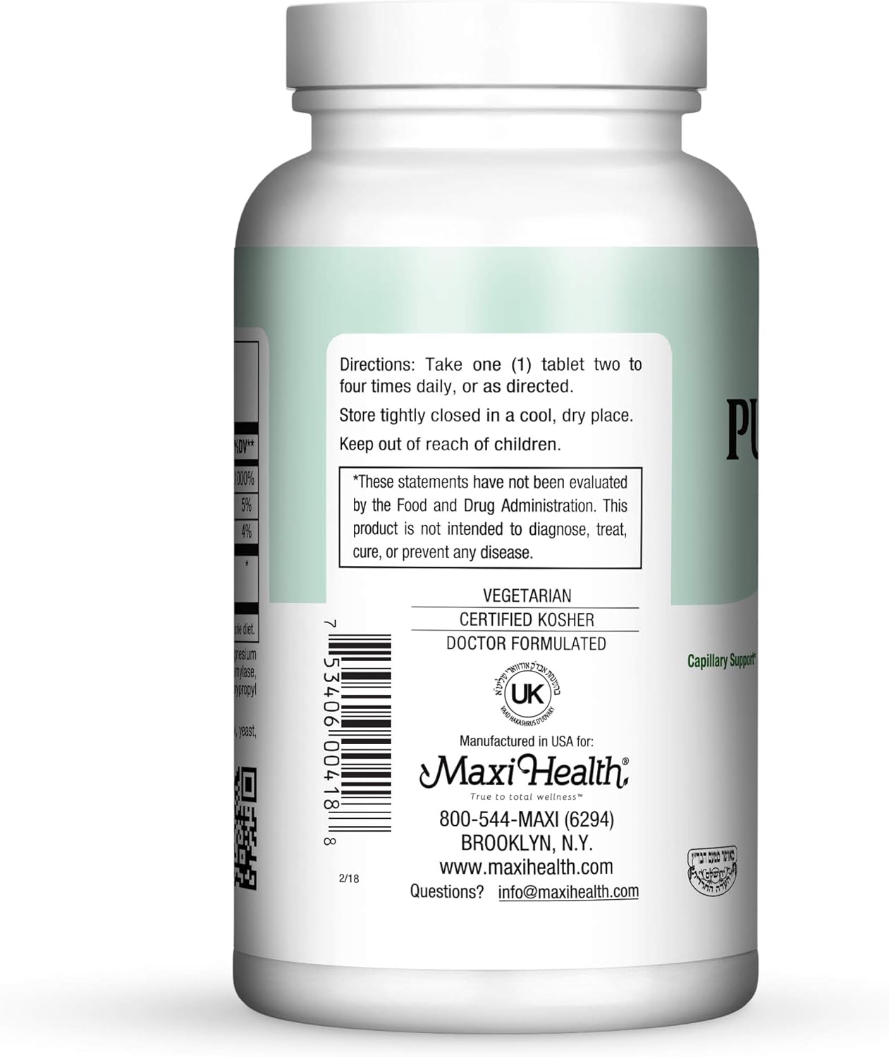 Maxi Health Pure-C-Bio 600 Tablets - Immune & Capillary Support with Bioflavonoids - 180 Count - Kosher Formula