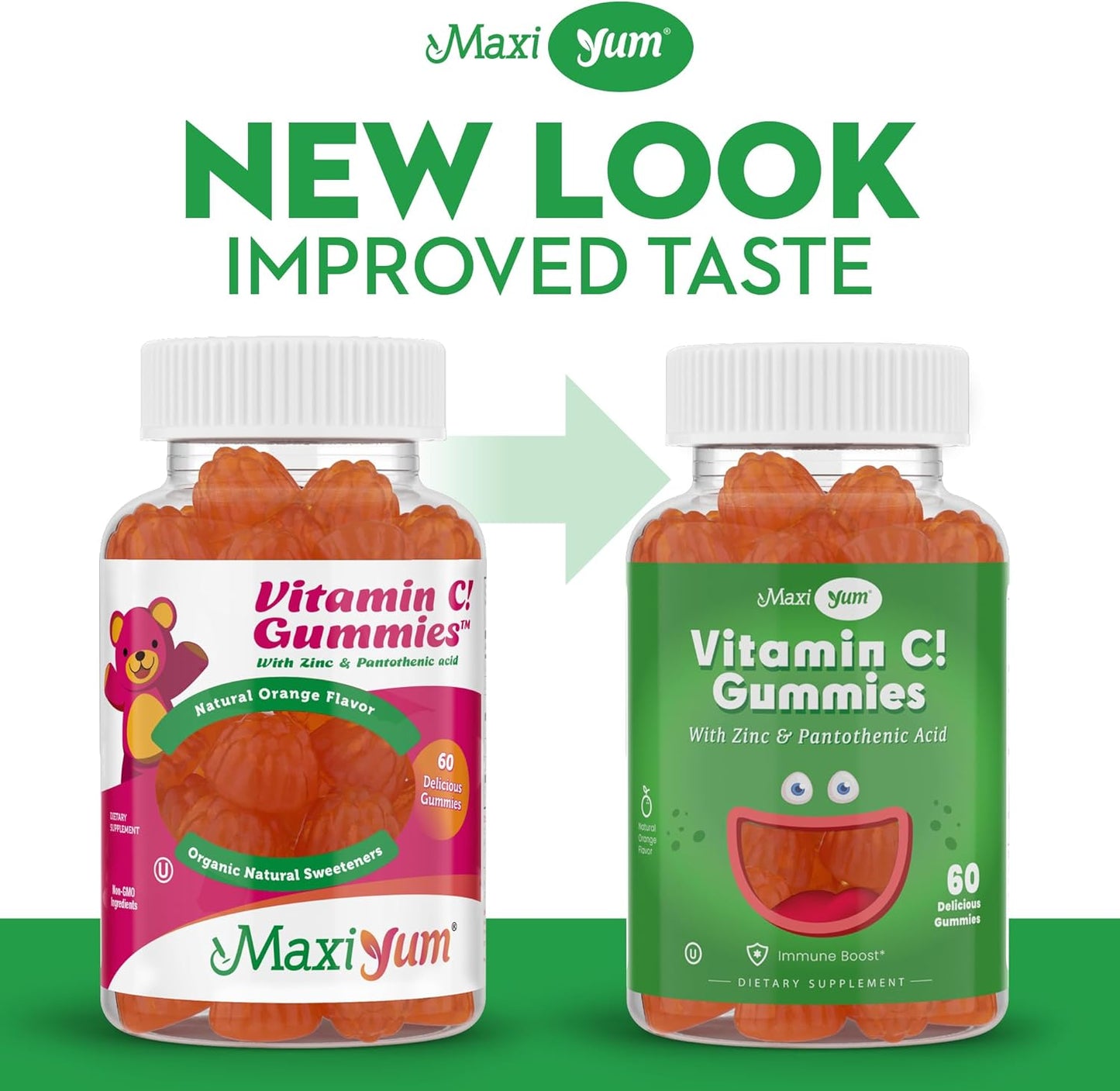 Maxi-Health Vitamin C Gummies with Zinc - Immune Support for Kids and Adults - Natural Fruit Flavored Gummies - 60 Count
