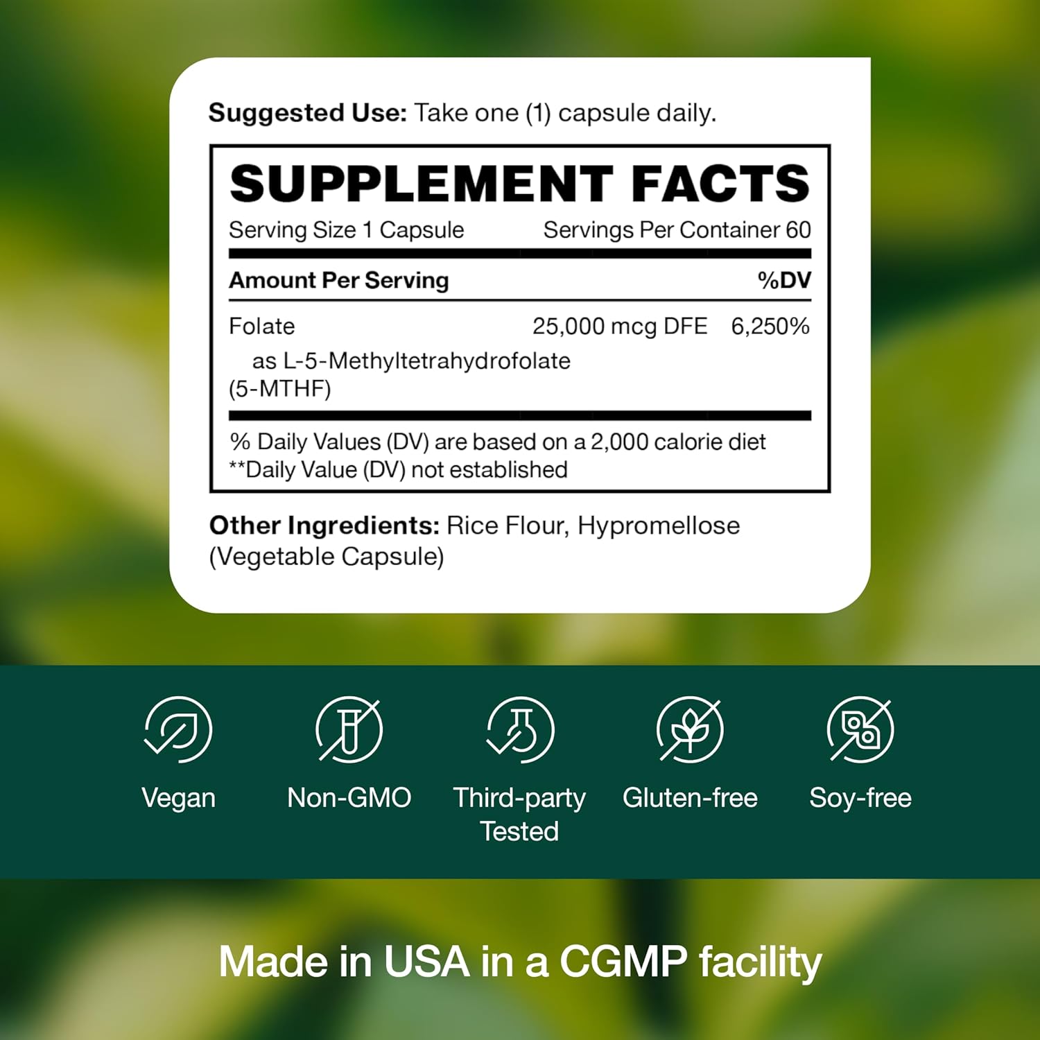 Maximum Potency L Methylfolate 15mg Capsules - Active Vitamin B9 for Mood, Cognition, Immunity - 5-MTHF Methyl Folate for Cardiovascular and Neurological Health - 60 Caps