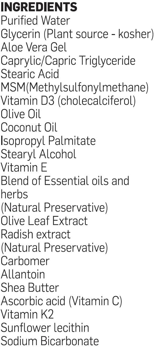 Maximum Strength All Natural Vitamin D3 Cream - 15000IU - Fight Deficiency with Vitamin K2 & Olive Leaf Extract - Safe & Effective - 3.0oz