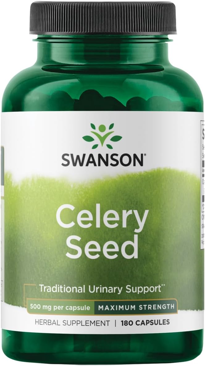 Maximum Strength Celery Seed Extract Capsules for Urinary Health & Antioxidant Support - 500mg, 180 Count - Phytochemicals & Volatile Oils for Wellness