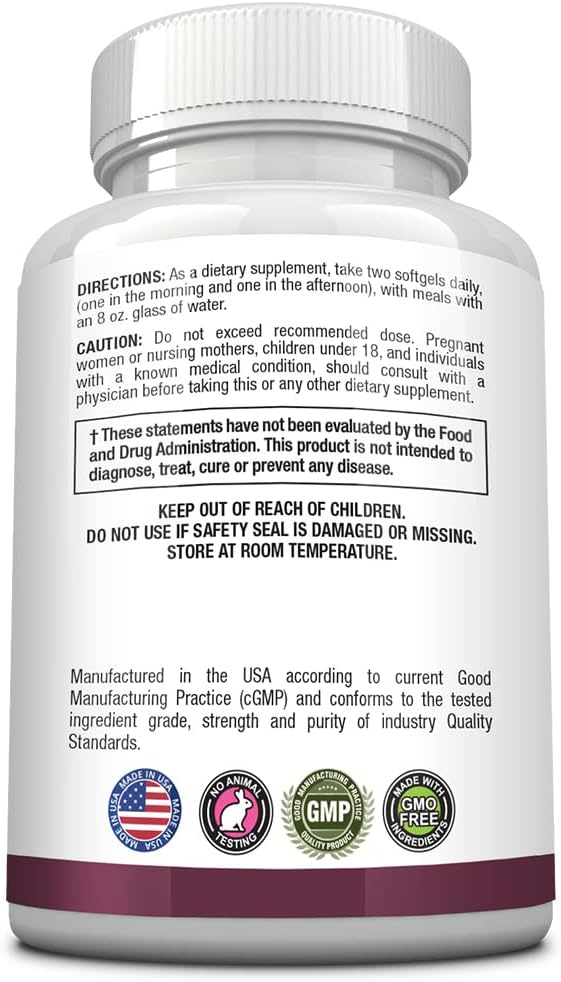 Maximum Strength Cold Pressed Evening Primrose Oil Softgels - 10% GLA for Hormonal Balance, Skin, and Heart Health - All Natural Formula - 60 Count