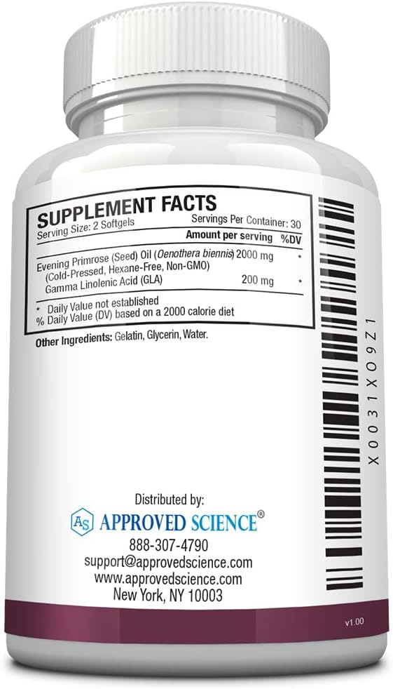Maximum Strength Cold Pressed Evening Primrose Oil Softgels - 10% GLA for Hormonal Balance, Skin, and Heart Health - All Natural Formula - 60 Count