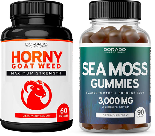 Maximum Strength Horny Goat Weed & Irish Sea Moss Gummies - 1590mg for Men & Women - 90 Gummies