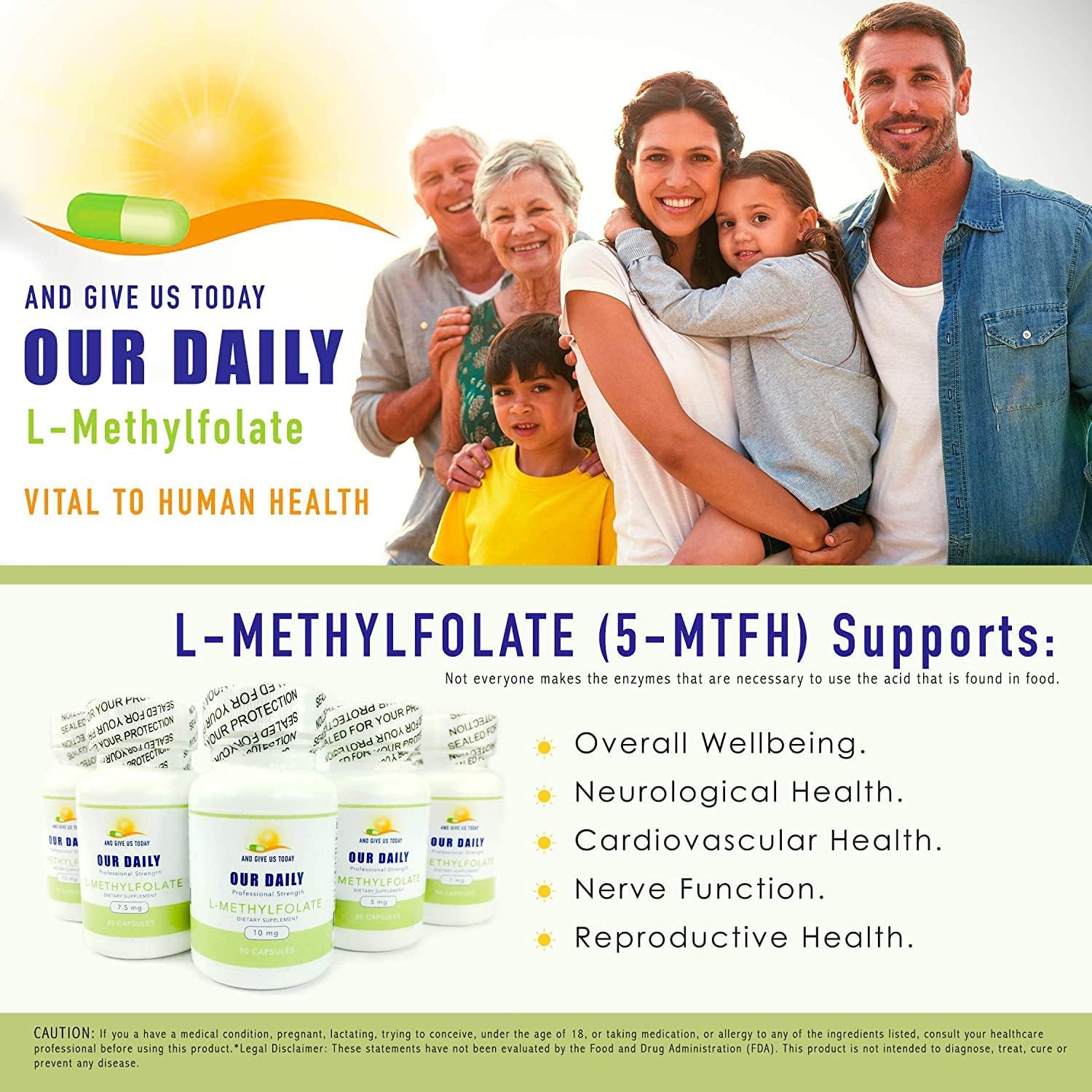 Maximum Strength L-Methylfolate 1mg Vegetarian Capsules - 5-MTHF Supplement - Non-GMO, Gluten Free - 90 Count x 2 Pack - Filler Free, Active Folate Formula