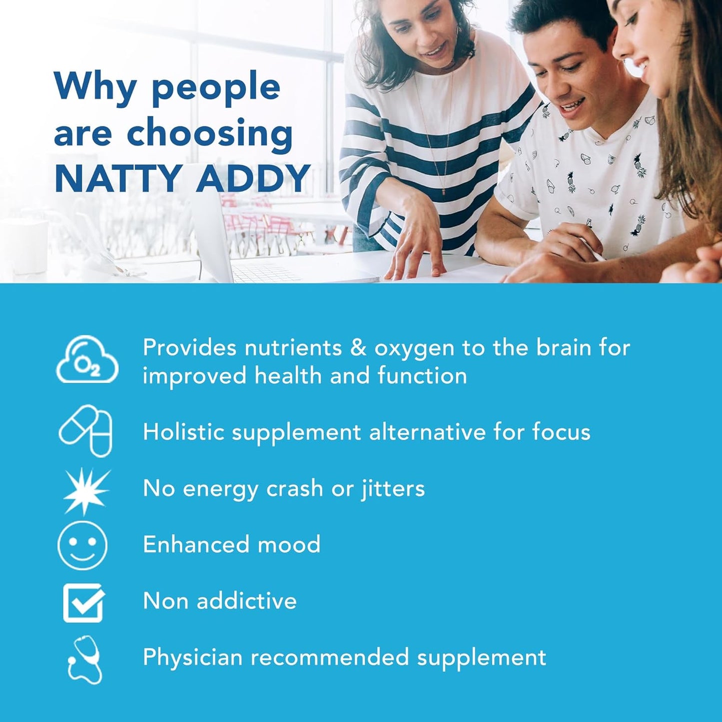 Maximum Strength Natty Addy Brain Support Supplement with Methylene Blue, Caffeine, and L-Theanine for Mental Focus and Clarity