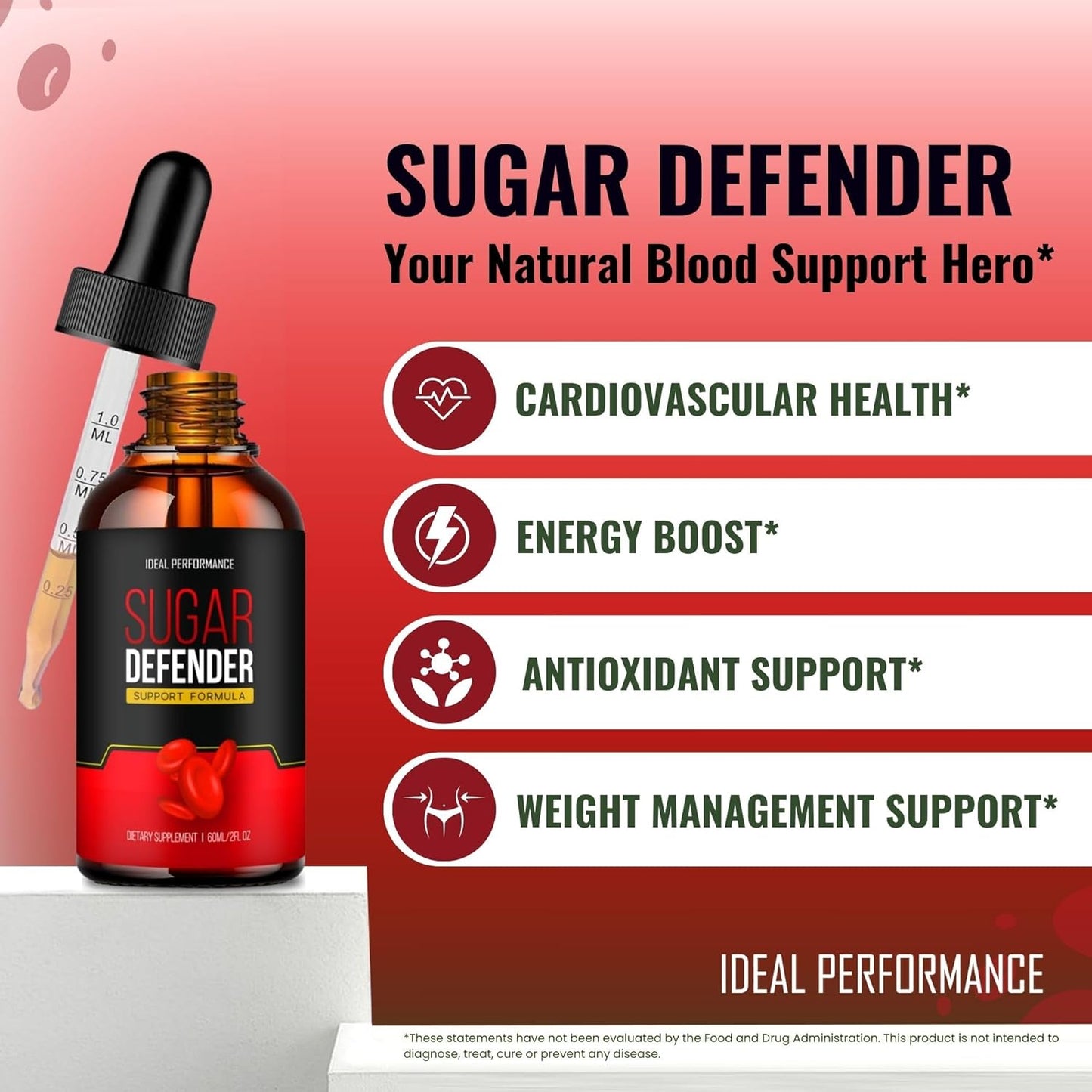 Maximum Strength Sugar Defender Liquid Drops for Blood Sugar Support - All Natural Supplement Formula for Ideal Performance and Wellness (2 Pack)