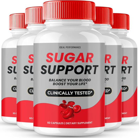 Maximum Strength Sugar Support Capsules - Advanced Formula Supplement for Sugar Health - Natural Pills (5 Pack)