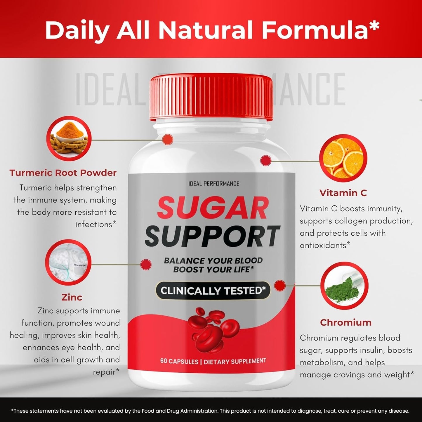 Maximum Strength Sugar Support Capsules - Advanced Formula Supplement for Sugar Health - Natural Pills (5 Pack)