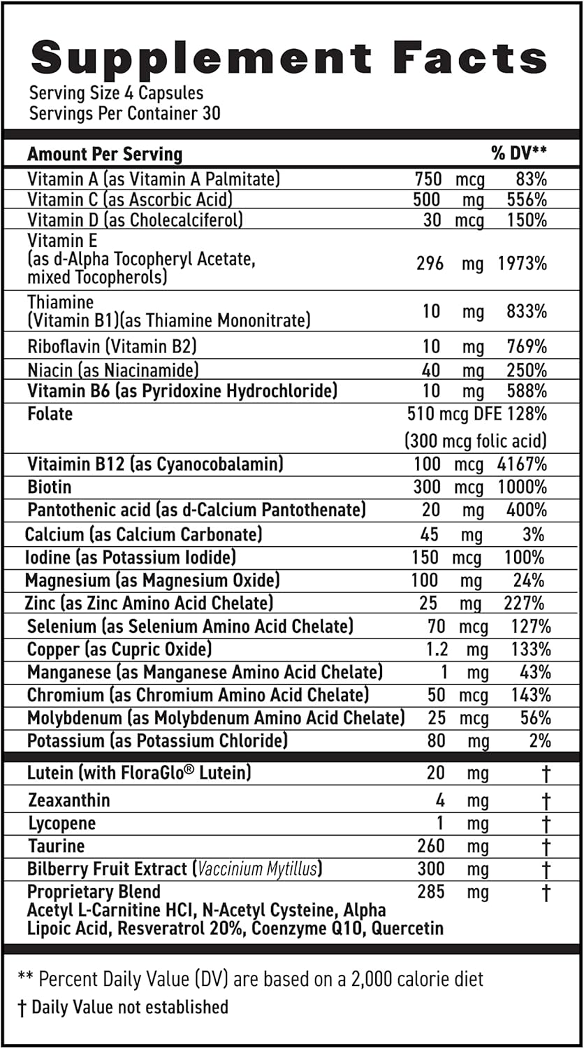 MaxiVision® AREDS 2 Whole Body Formula with Lutein and Zeaxanthin for Macular Support - Eye Strain Relief - 120 Capsules - BoostGo Australia