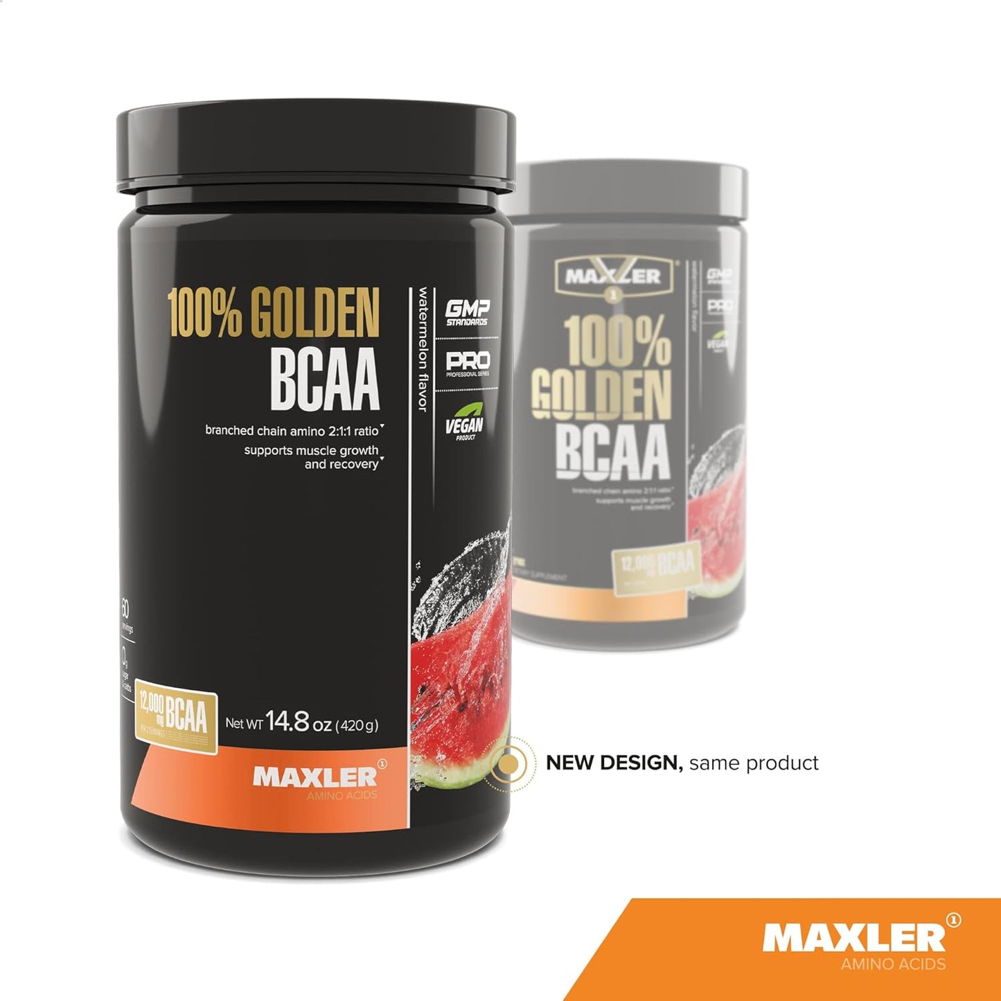 Maxler 100% Golden BCAA Powder - Vegan Amino Acids for Muscle Recovery & Growth - Watermelon Flavored Workout Drink - 60 Servings