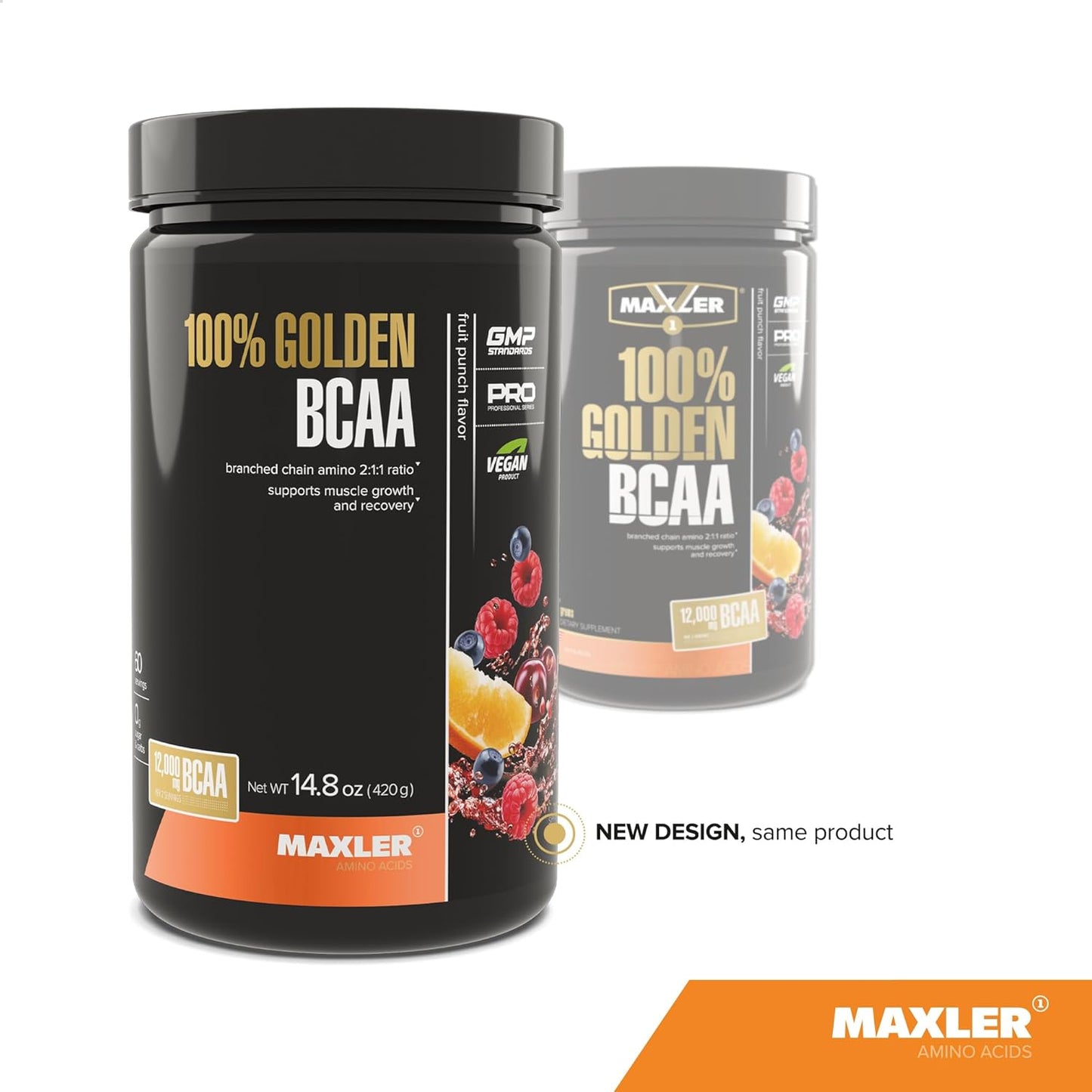 Maxler 100% Golden BCAA Powder for Muscle Recovery & Growth - Vegan Amino Acids Drink - 60 Servings Fruit Punch Flavor