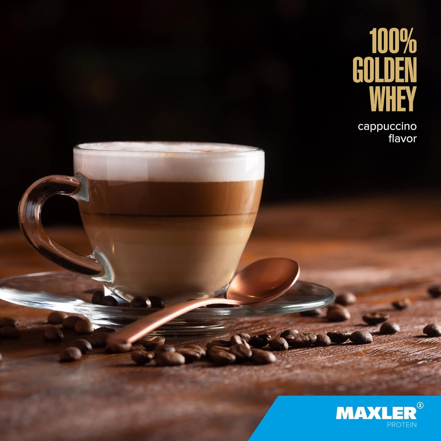 Maxler 100% Golden Whey Protein Powder - Cappuccino Flavor - 23g Protein per Serving - Pre, Post & Intra Workout Recovery - Fast-Absorbing Blend of Whey Hydrolysate, Isolate & Concentrate - 2 lbs