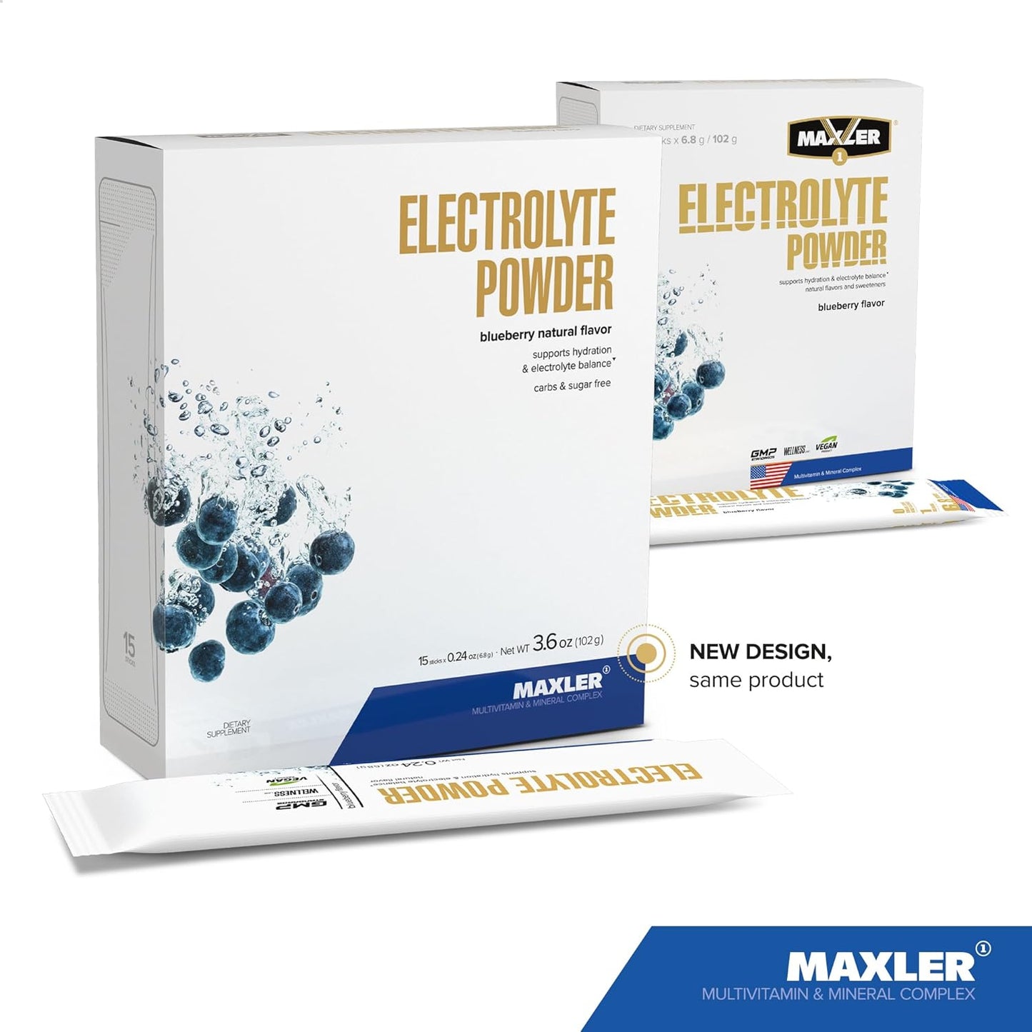 Maxler Electrolyte Powder - Keto Hydration Drink Mix with Trace Minerals - Blueberry Flavor - 15 Servings