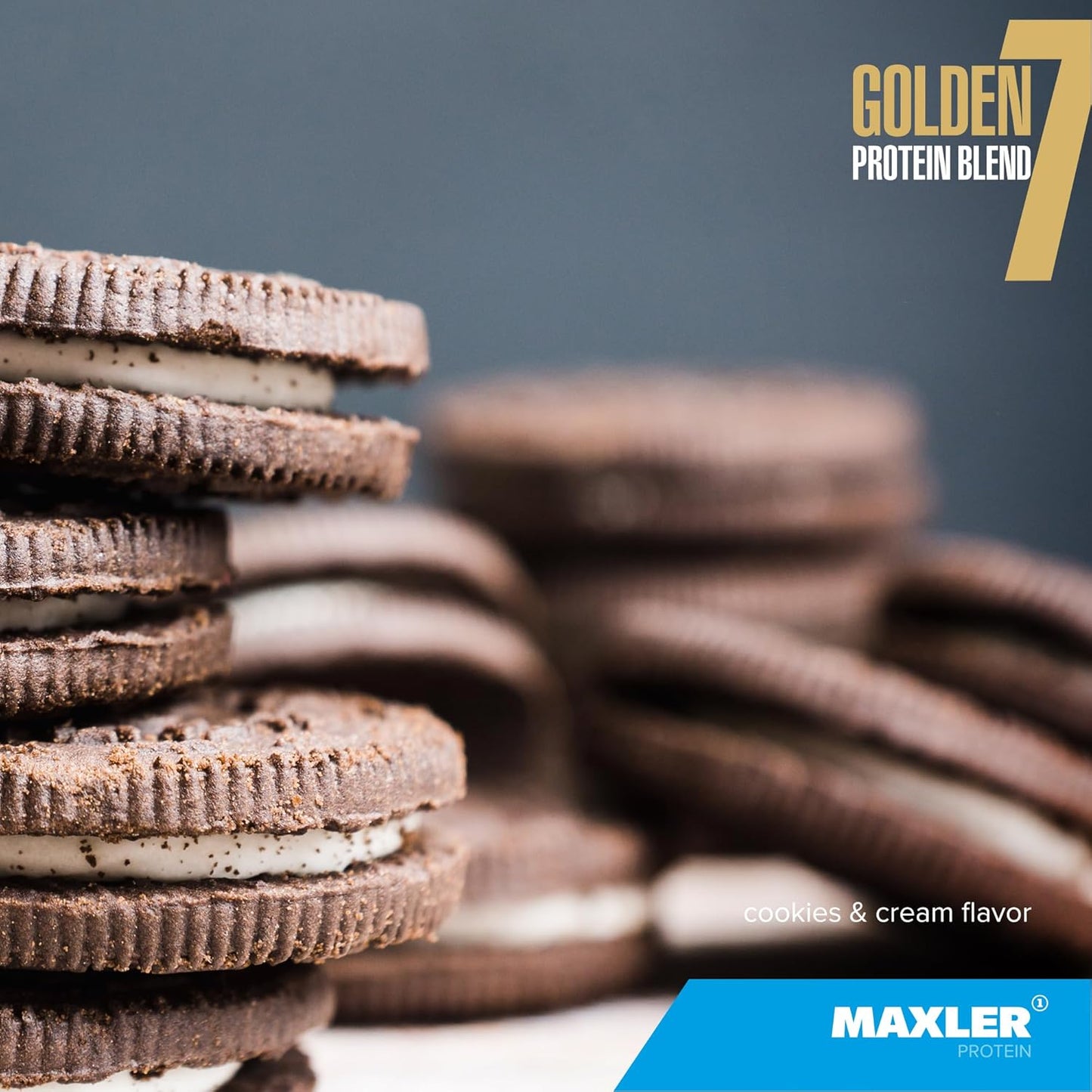 Maxler Golden 7 Protein Blend - Cookies and Cream 2 lb Powder for Muscle Gain and Recovery