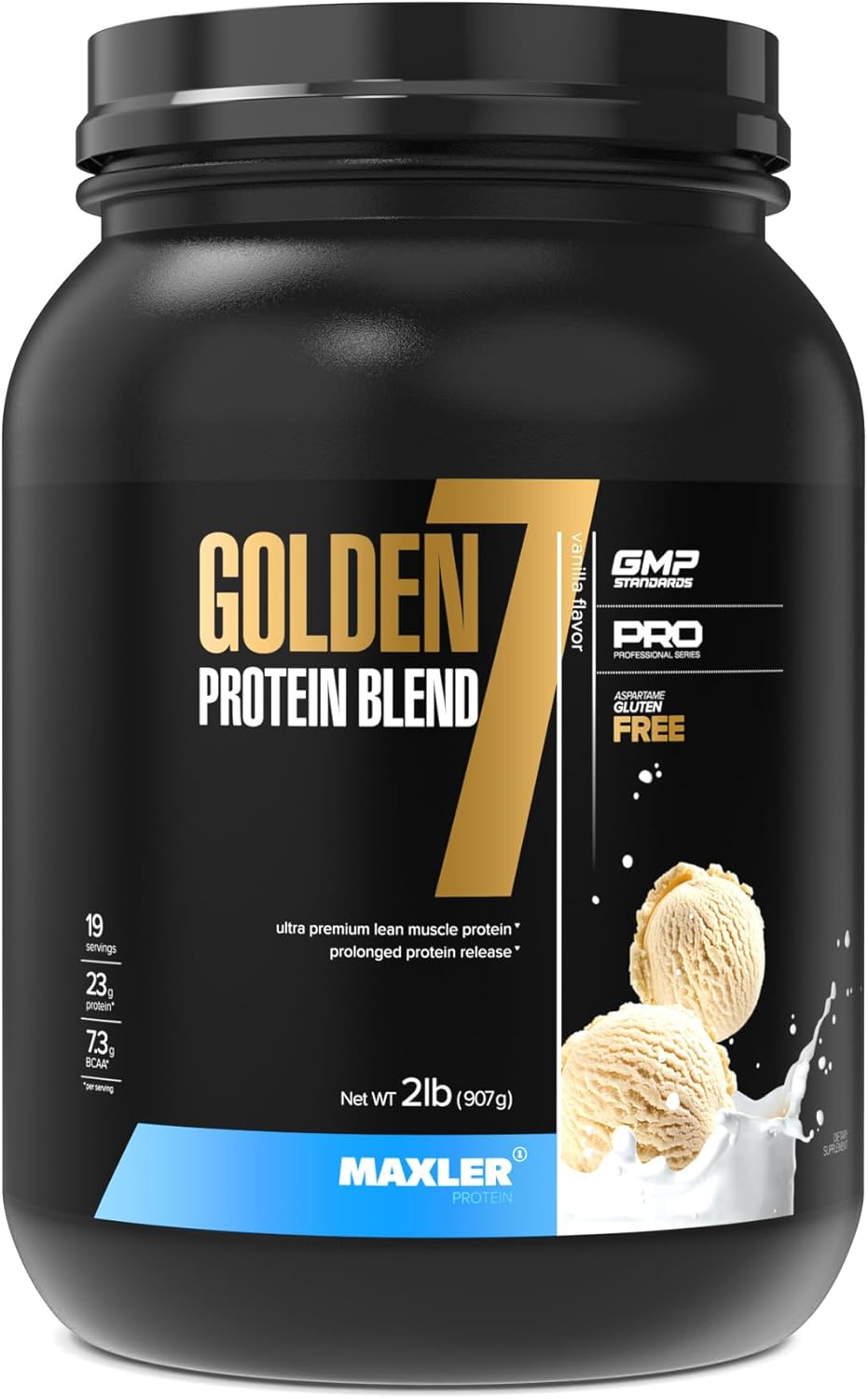 Maxler Golden 7 Protein Blend - Vanilla 2 lb for Muscle Gain & Recovery