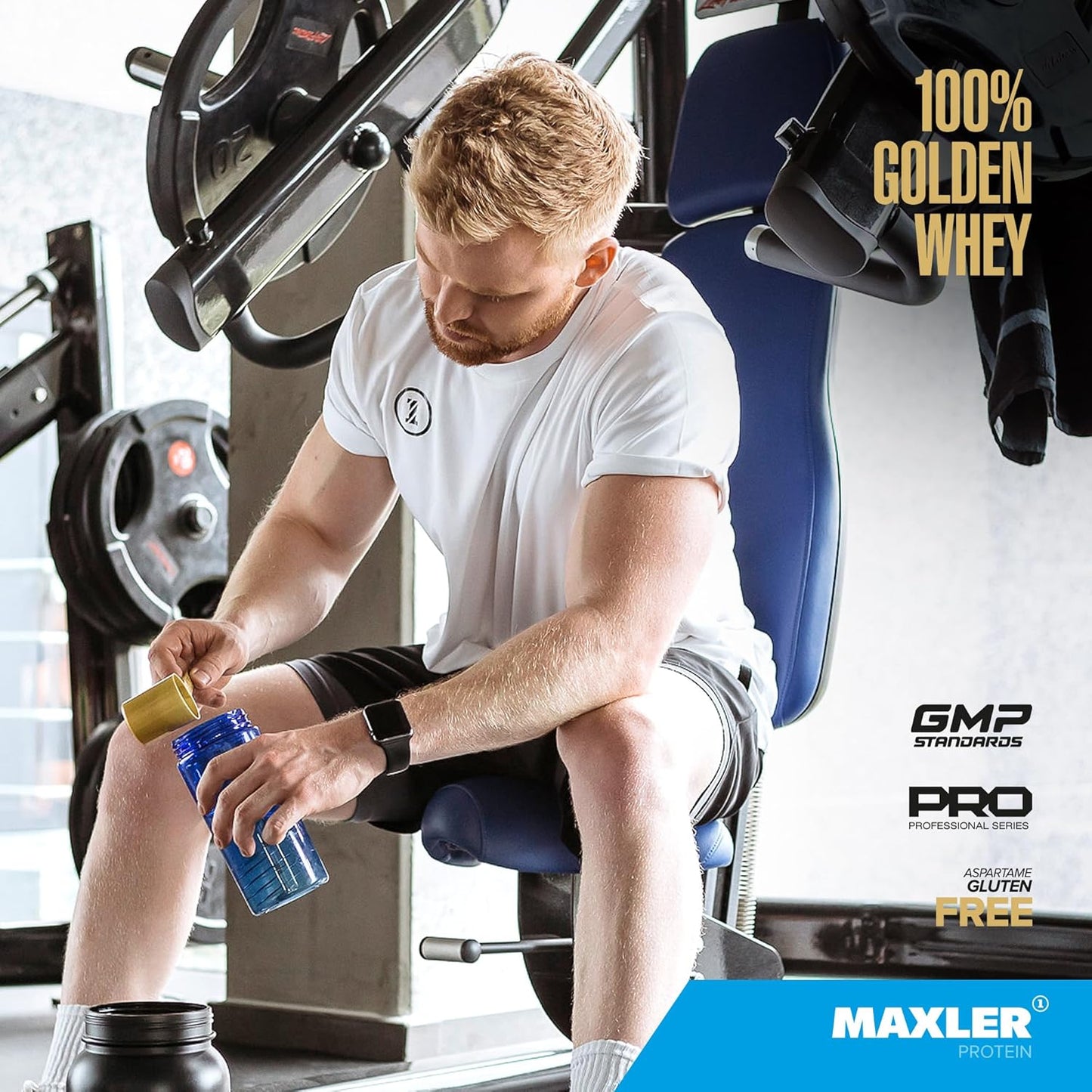 Maxler Golden Whey Protein Powder - 22g Protein per Serving - Fast-Absorbing Blend for Pre & Post Workout - Milk Chocolate Flavor - 5 lb Jar