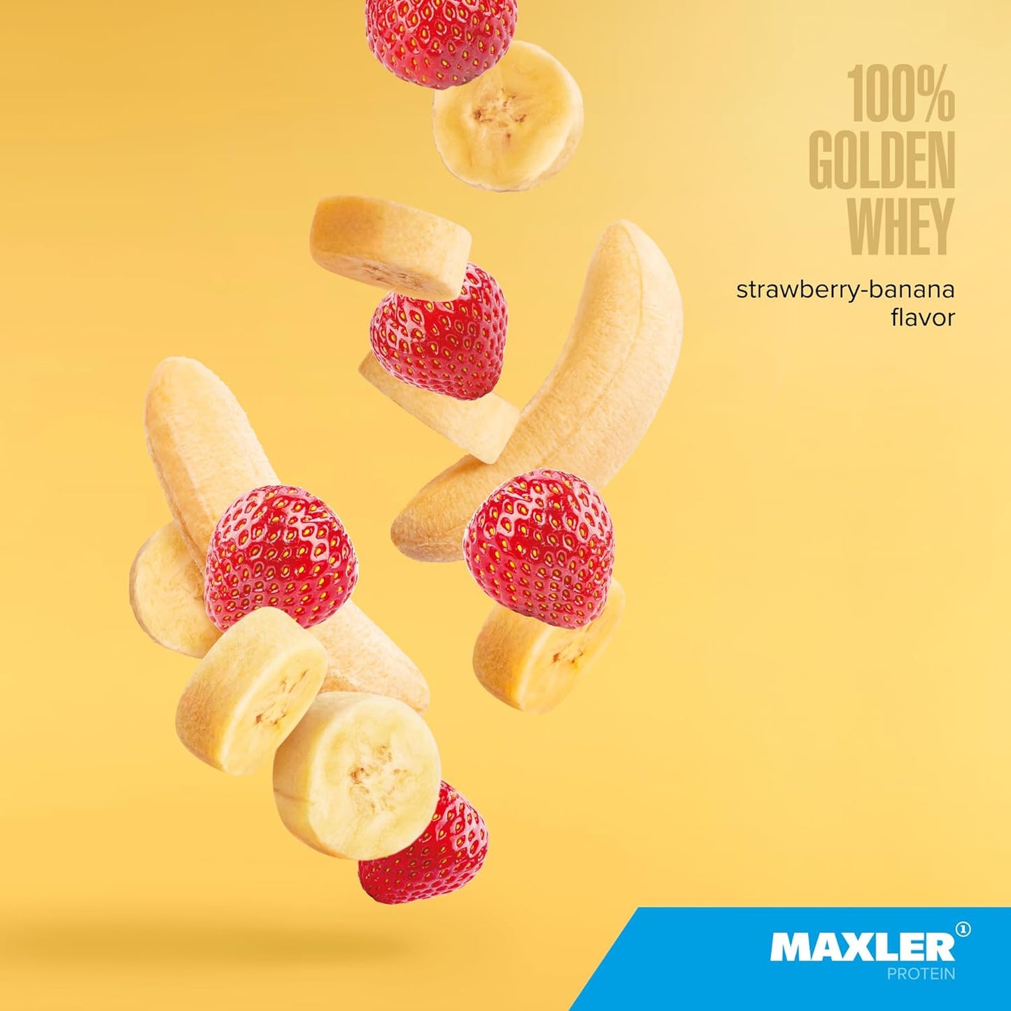 Maxler Golden Whey Protein Powder - 24g Protein/Serving - Fast-Absorbing Blend of Whey Concentrate, Isolate & Hydrolysate - Strawberry Banana Flavor - 2 lbs