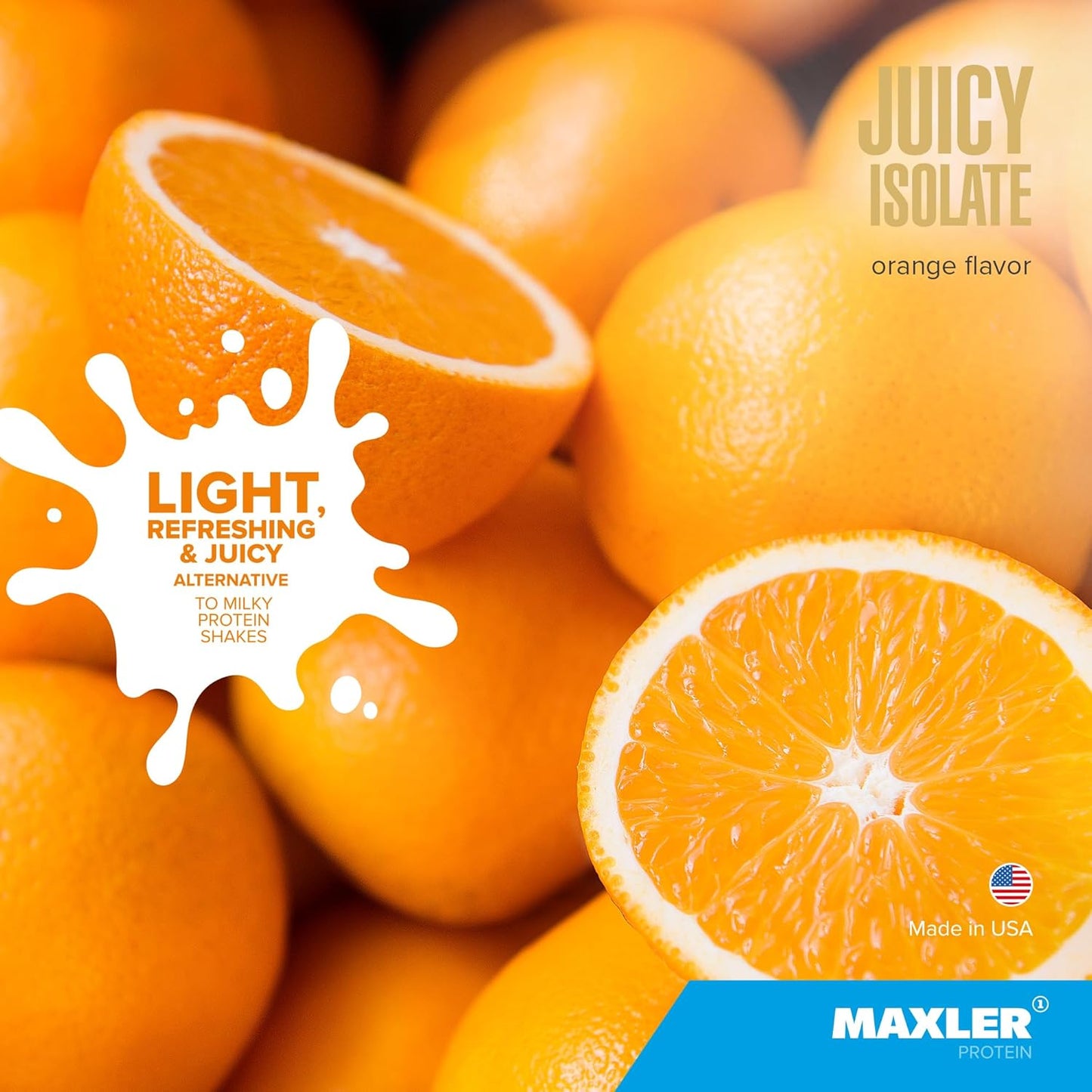 Maxler Juicy Isolate Protein Powder - Orange Clear Whey Isolate for Muscle Recovery - Low Lactose, Fat & Sugar Free - Pre & Post Workout Drink - 90% Protein - 1.1 lb (20 Servings)