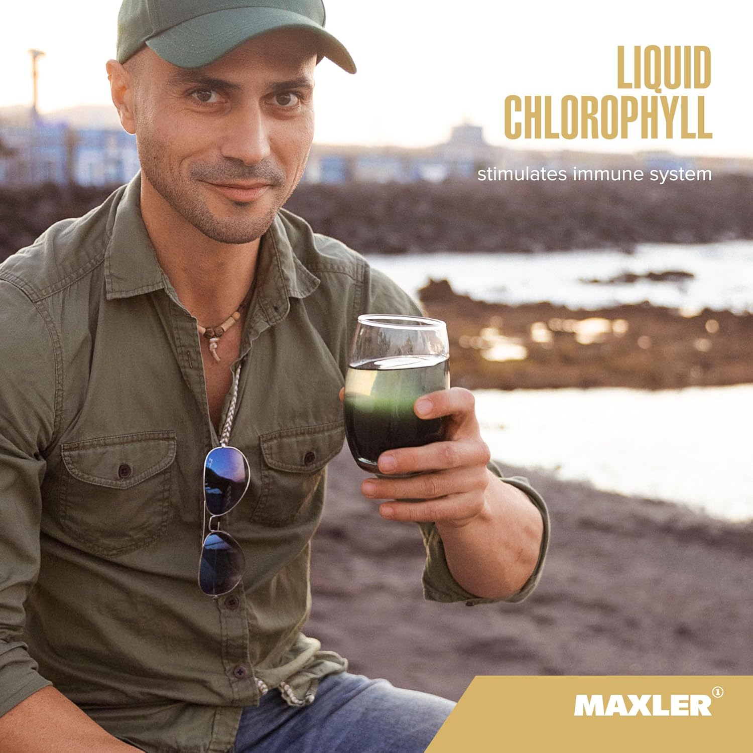 Maxler Liquid Chlorophyll Mint Flavor Supplement - Internal Deodorant for Body Odor & Bad Breath - Vegan Formula with 132mg Chlorophyllin per Serving - 15 Servings, 15.2 fl oz