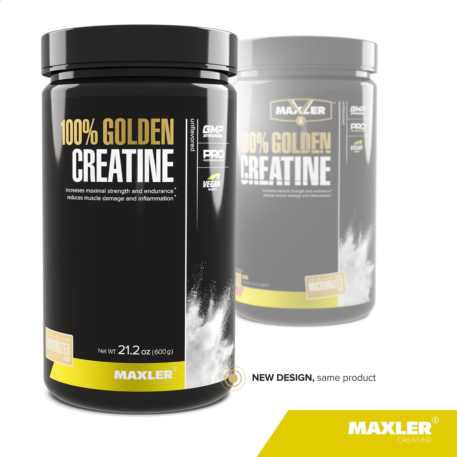 Maxler Micronized Creatine Monohydrate Powder - 100% Golden Creatine for Muscle Building - Pre/Post Workout Vegan Supplement - Gluten Free - 600g