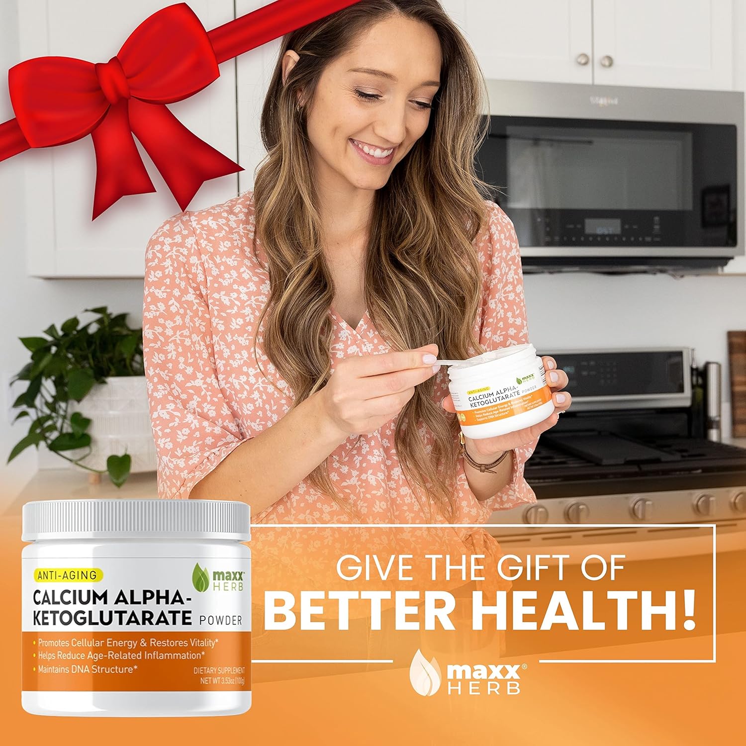 Maxx Herb Calcium Alpha-Ketoglutarate Powder - Energy, Vitality, Mental Focus, Gluten-Free - 300g (201 Servings) - Pack of 3