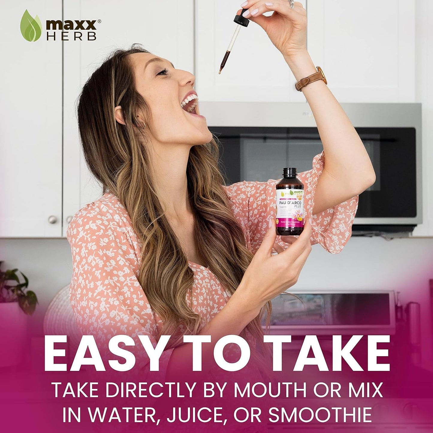 Maxx Herb Immune Support Pau D'Arco Extract with Dandelion Root & Red Clover Therapeutic Blend - 4 Oz Bottle