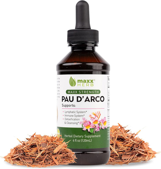 Maxx Herb PAU D'Arco Tincture - High Potency Immune Support Extract, Taheebo Tea Inner Bark - 4 Oz Bottle (60 Servings)