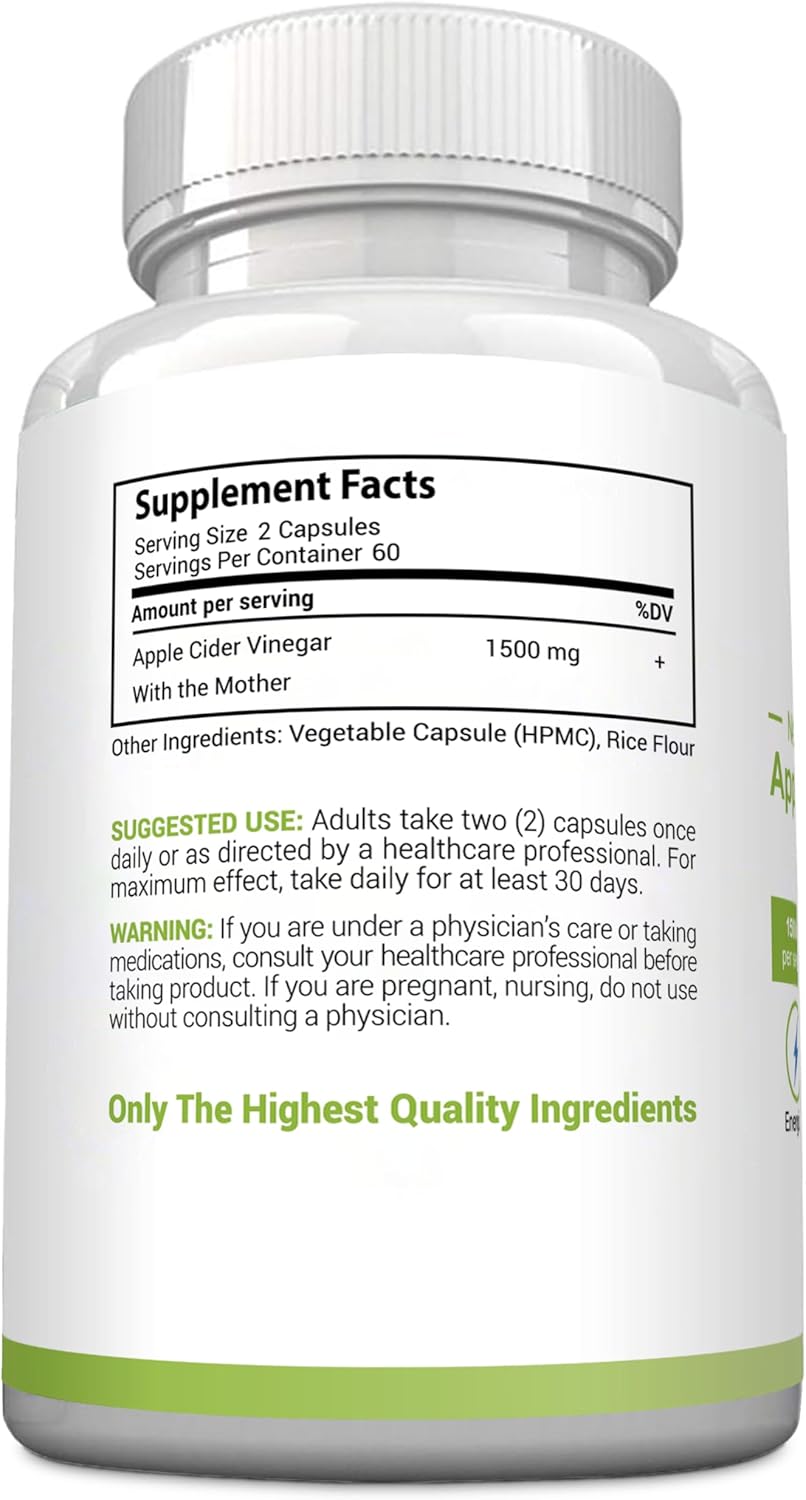 MaxX Labs Apple Cider Vinegar Capsules with The Mother + Vitamin K2 Supplement - Energy, Immunity, Digestion, Metabolism & Bone Support - 90 Capsules