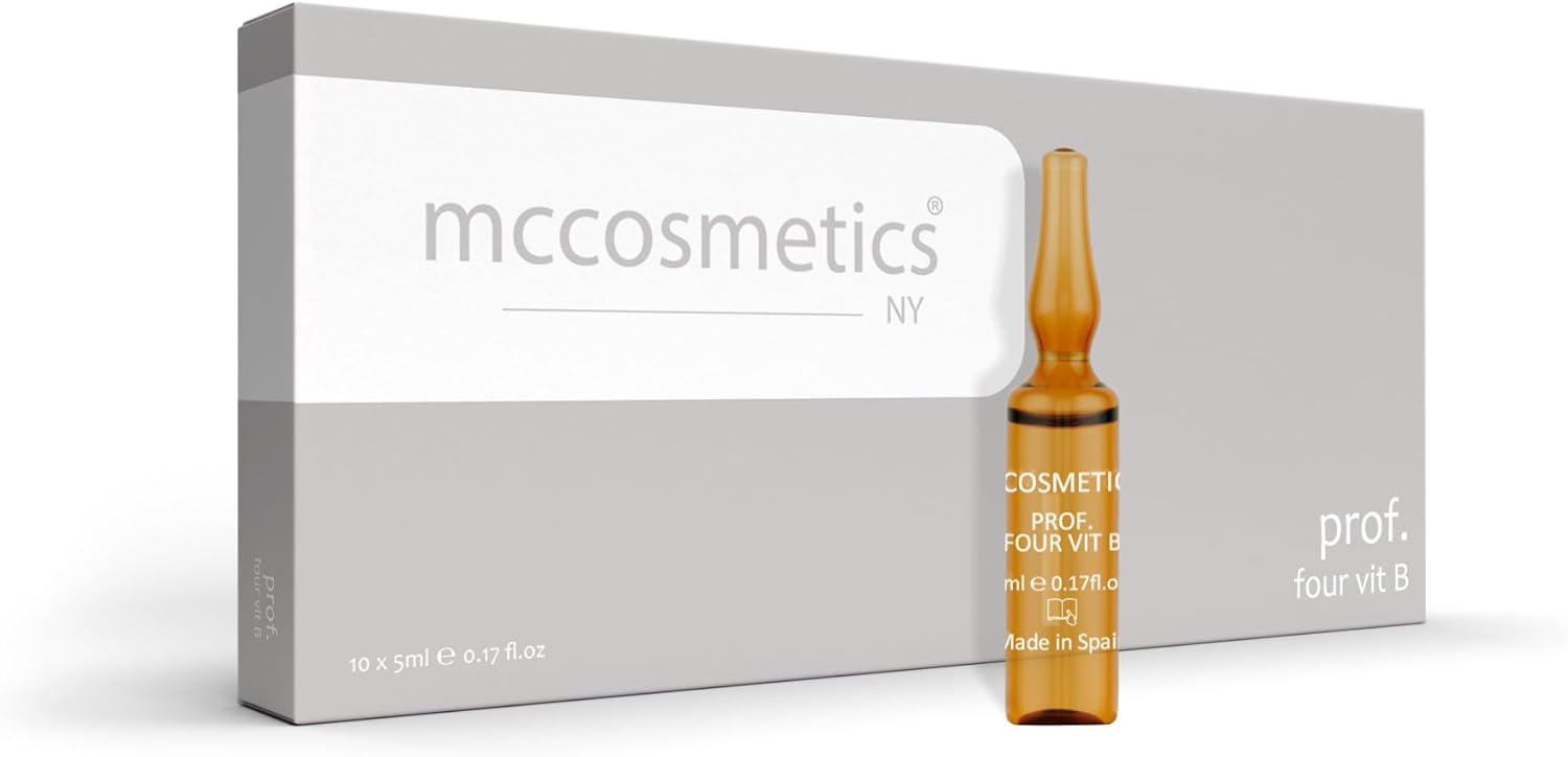 MCCosmetics NY Vitamin B Complex Ampoules | Prof. Four VIT. B | Pyridoxine, Thiamine HCL, Folic Acid, Niacinamide, Cyanocobalamin | 10 x 5ml | Spanish-Made