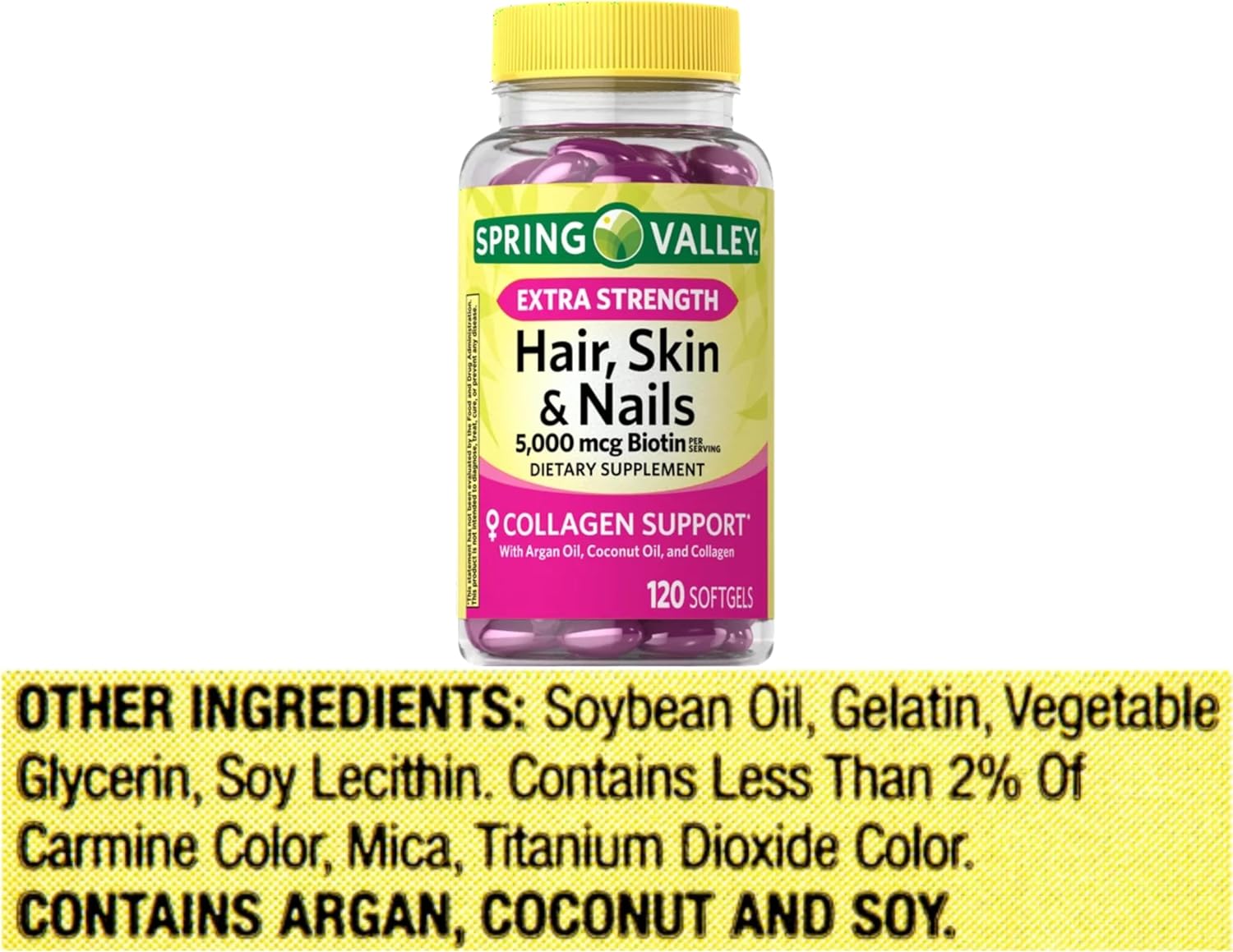 ME GUSTA SHOP Biotin Collagen Gelatin Supplement for Hair Skin Nails 120 ct with Pill Organizer - Extra Strength Dietary Spring Valley Formula